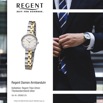 Regent Quarzuhr Regent Damen Armbanduhr Analoganzeige, (Analoguhr), Damen Armbanduhr rund, klein (ca. 26mm), Titanbandarmband