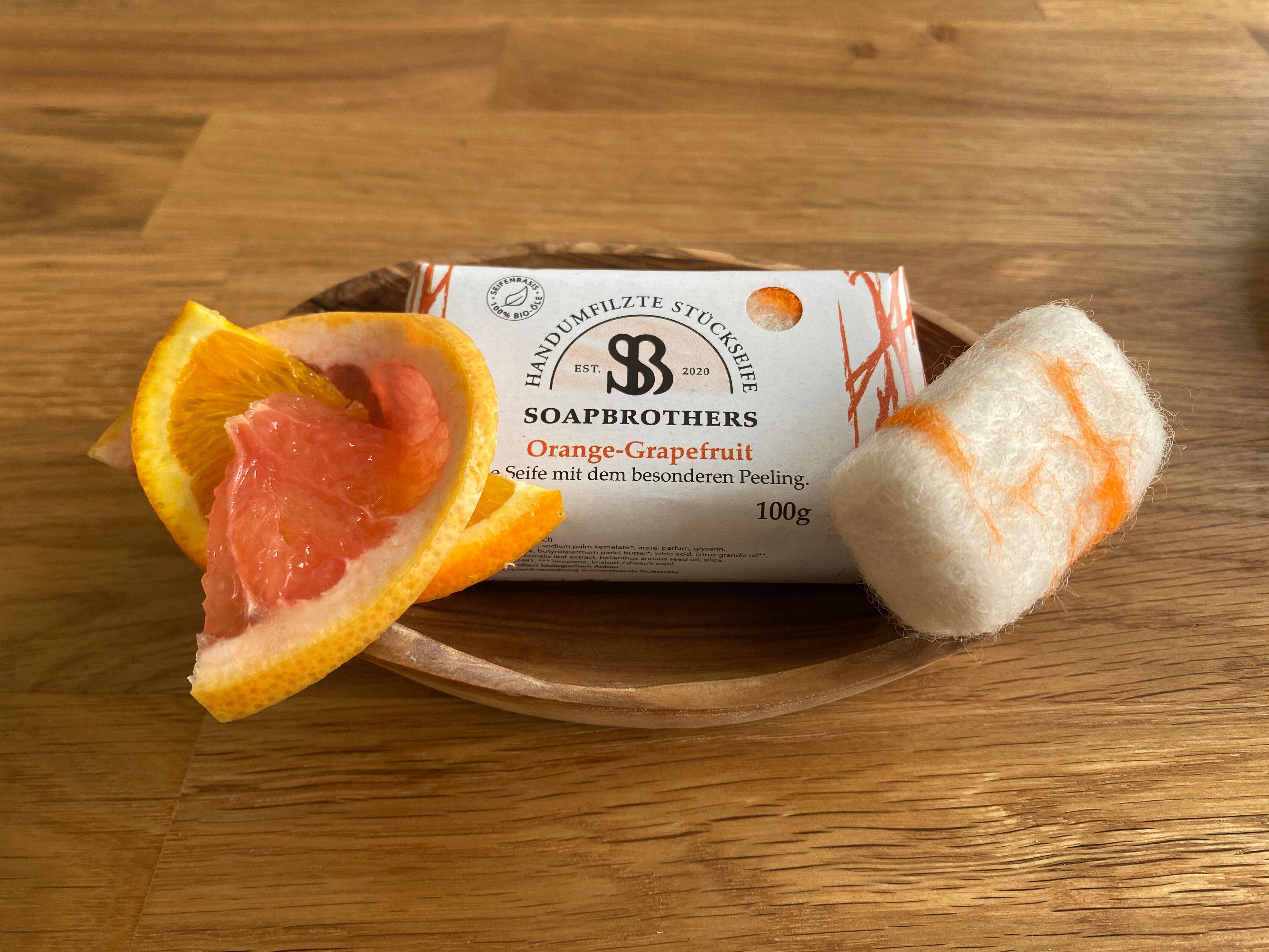 Naturkosmetik Seifen-Set 8 Düfte, Soapbrothers Geschenk-Box orange Olivenholzseifenschale und versch. 2-tlg., Naturkosmetik