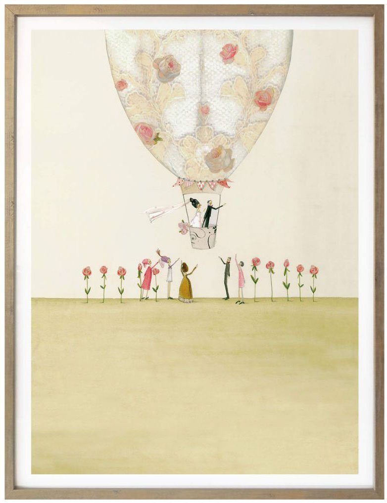 Wall-Art Poster Hochzeit Deko Wandposter Bild, Poster, Wandbild, Heißluftballon Heißluftballon, St), (1