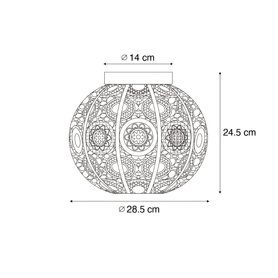 Qazqa Deckenleuchte Baloo, ohne Leuchtmittel, Warmweiß, QAZQA Deckenleuchte, e27, Grün, Stahl, Orientalisch