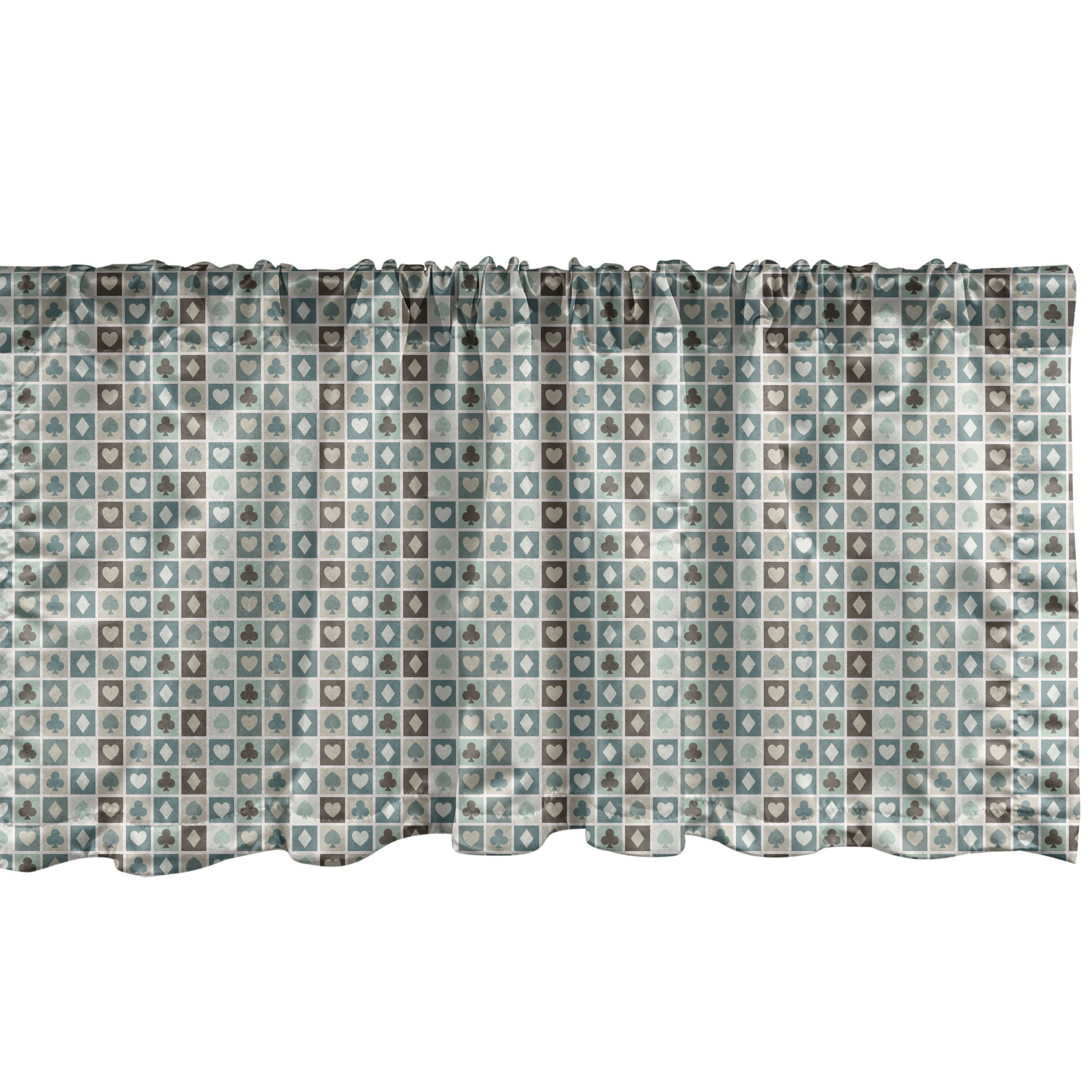 Scheibengardine Vorhang Volant für Küche Schlafzimmer Dekor mit Stangentasche, Abakuhaus, Microfaser, Kasino Herz Pik Diamanten