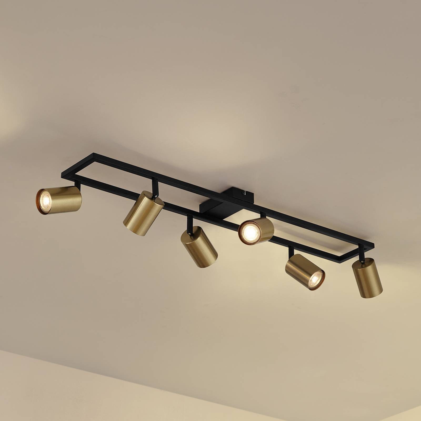 Lindby Deckenstrahler Bravius, Metall, Schwarz IP20, 6 x 10 W LED