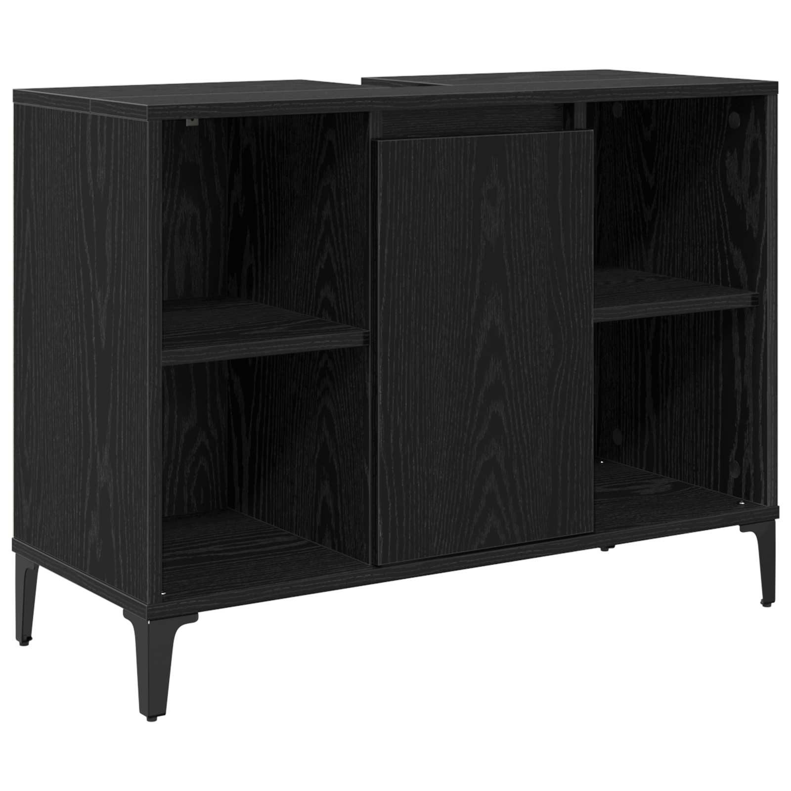 vidaXL Badezimmerspiegelschrank Waschbeckenunterschrank Schwarz Eichen-Optik 80 x 33 x 60 cm (1-St)