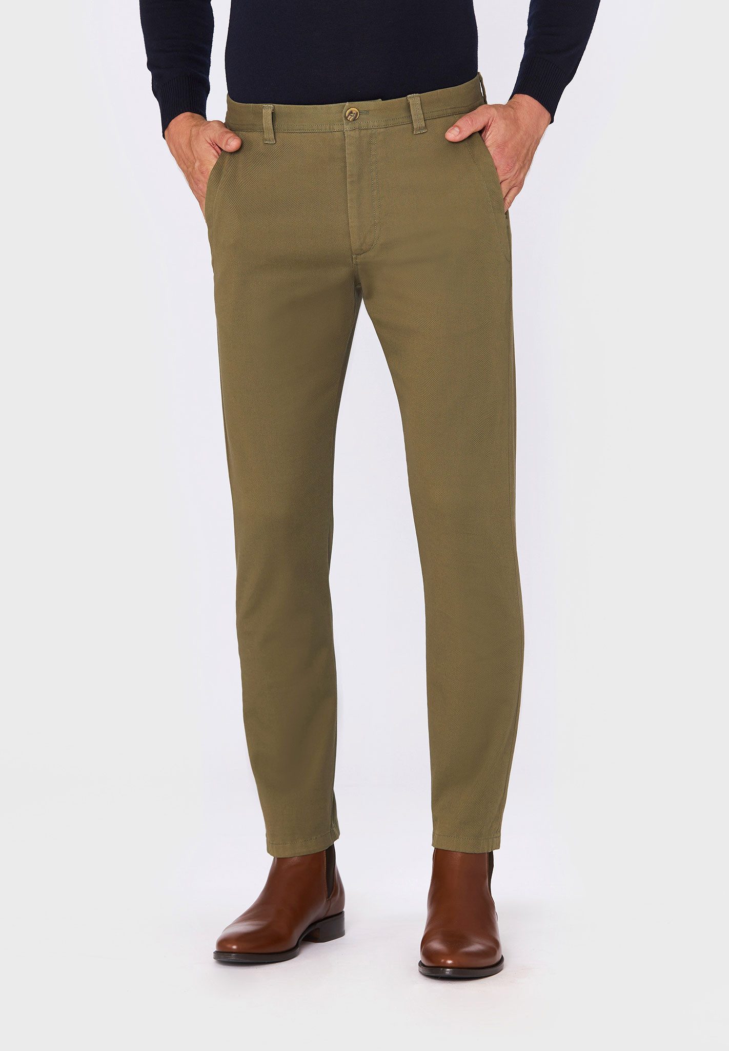 Hiltl Chinos J Don - True Twill, Tapered-Fit, Baumwolle-oliv-54