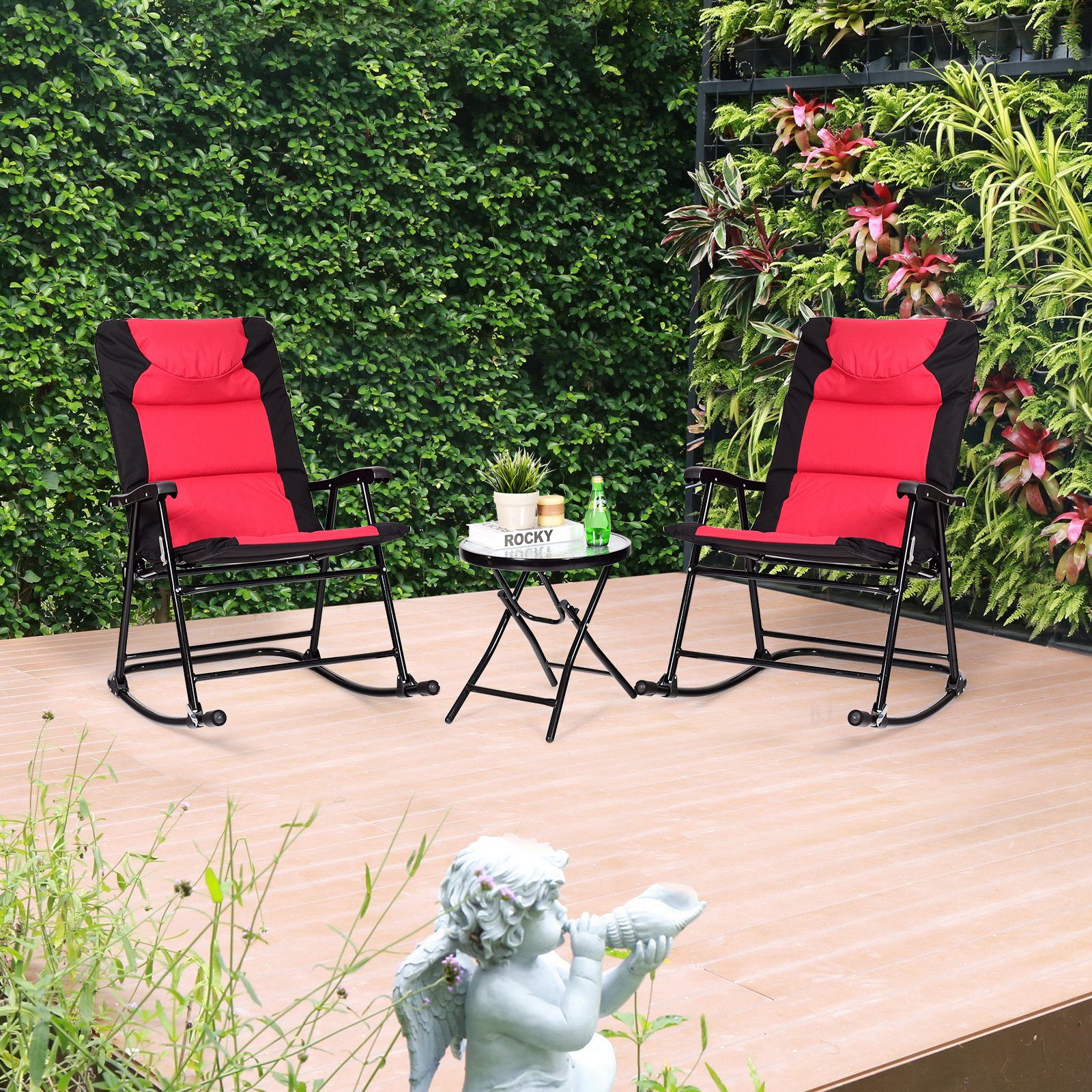 COSTWAY Gartenliege, 3 St., Schaukelliege für Balkon, Camping, Garten