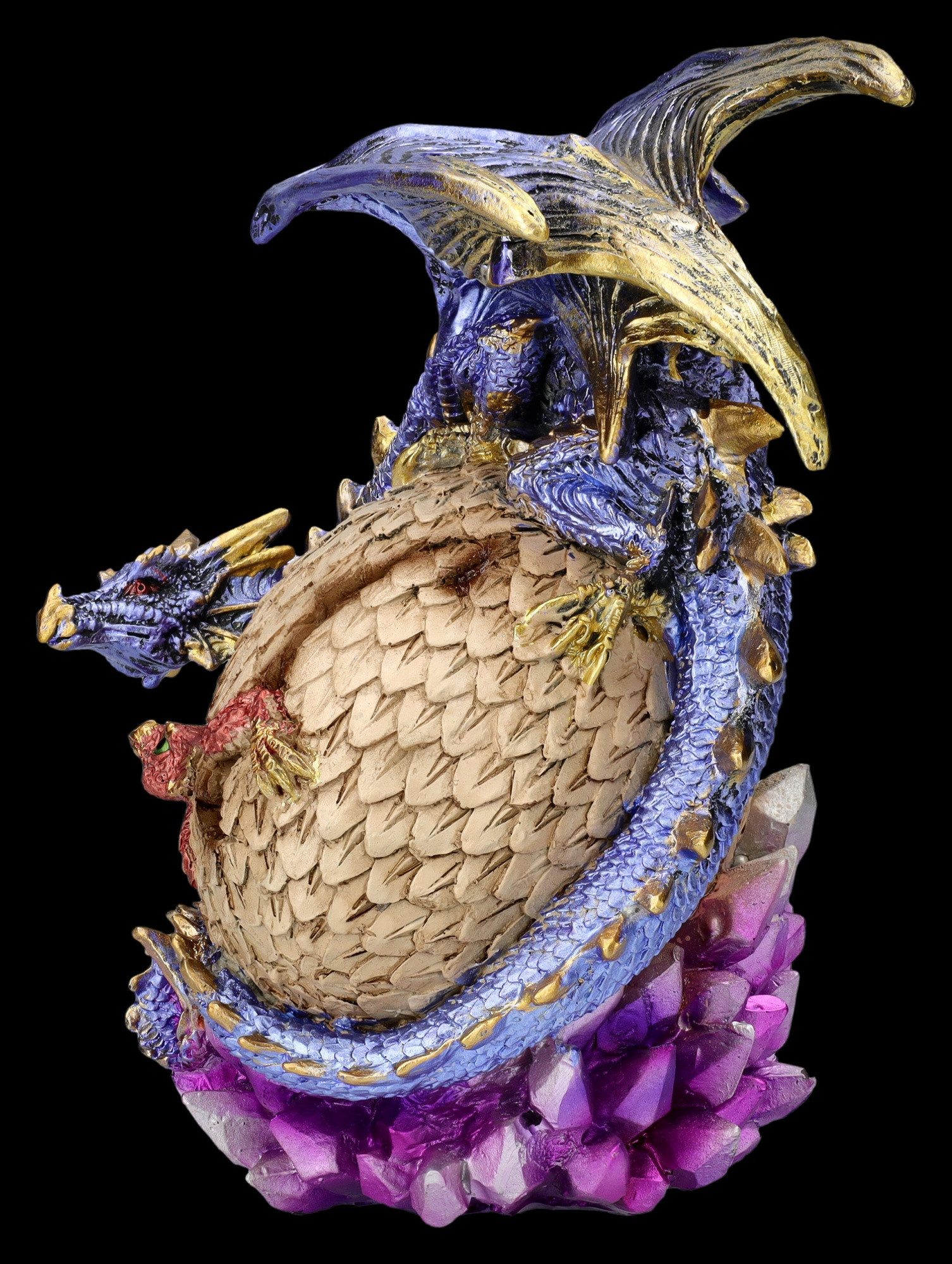 Figuren Shop GmbH Dekofigur Drachen Figur – Kristallwächter Statue Fantasy Skulptur 18cm Dekofigur