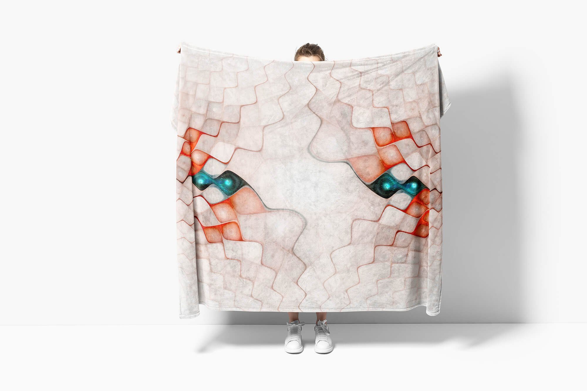 Handtuch Sinus Baumwolle-Polyester-Mix Handtücher Abstrakt Strandhandtuch Fotomotiv Handtuch (1-St), mit Kuscheldecke schönes Saunatuch Art Muster,