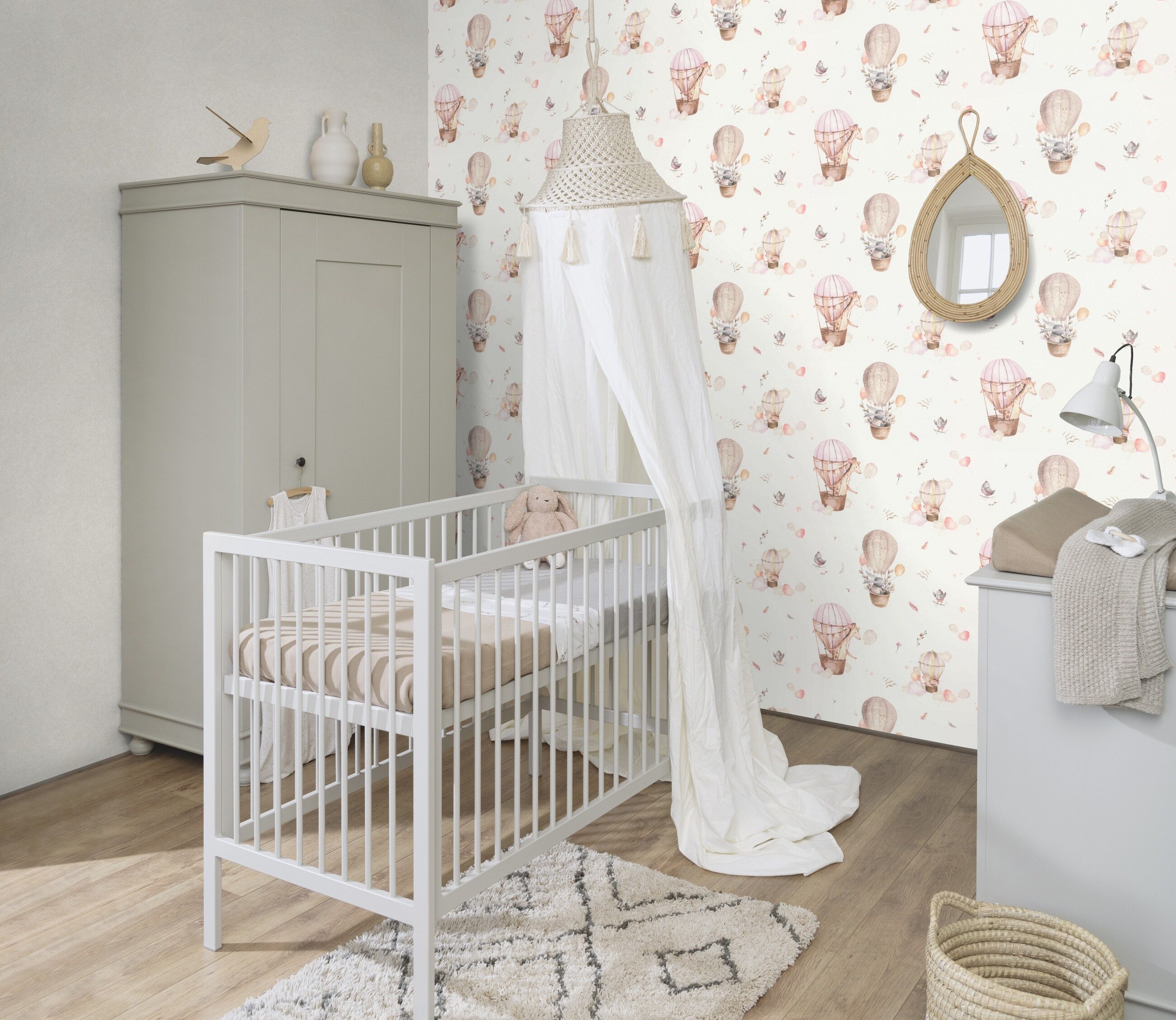 Rasch Vliestapete Heißluftballons Beige Braun Rosa, Naturoptik, (1 Rolle, 1 St., Kollektion 'Kids World II' - 10,05 m x 0,53 m), gute Lichtbeständigkeit, feucht – Bild 5 von 5