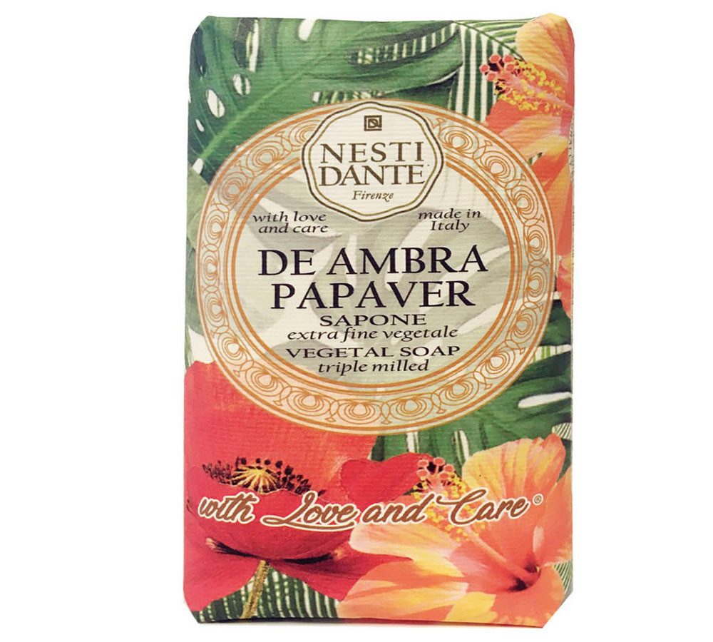 Nesti Dante Handseife Ambra Papaver 250 g, 1-tlg., Hand -und Körperseife mit feinem Duft 250 g