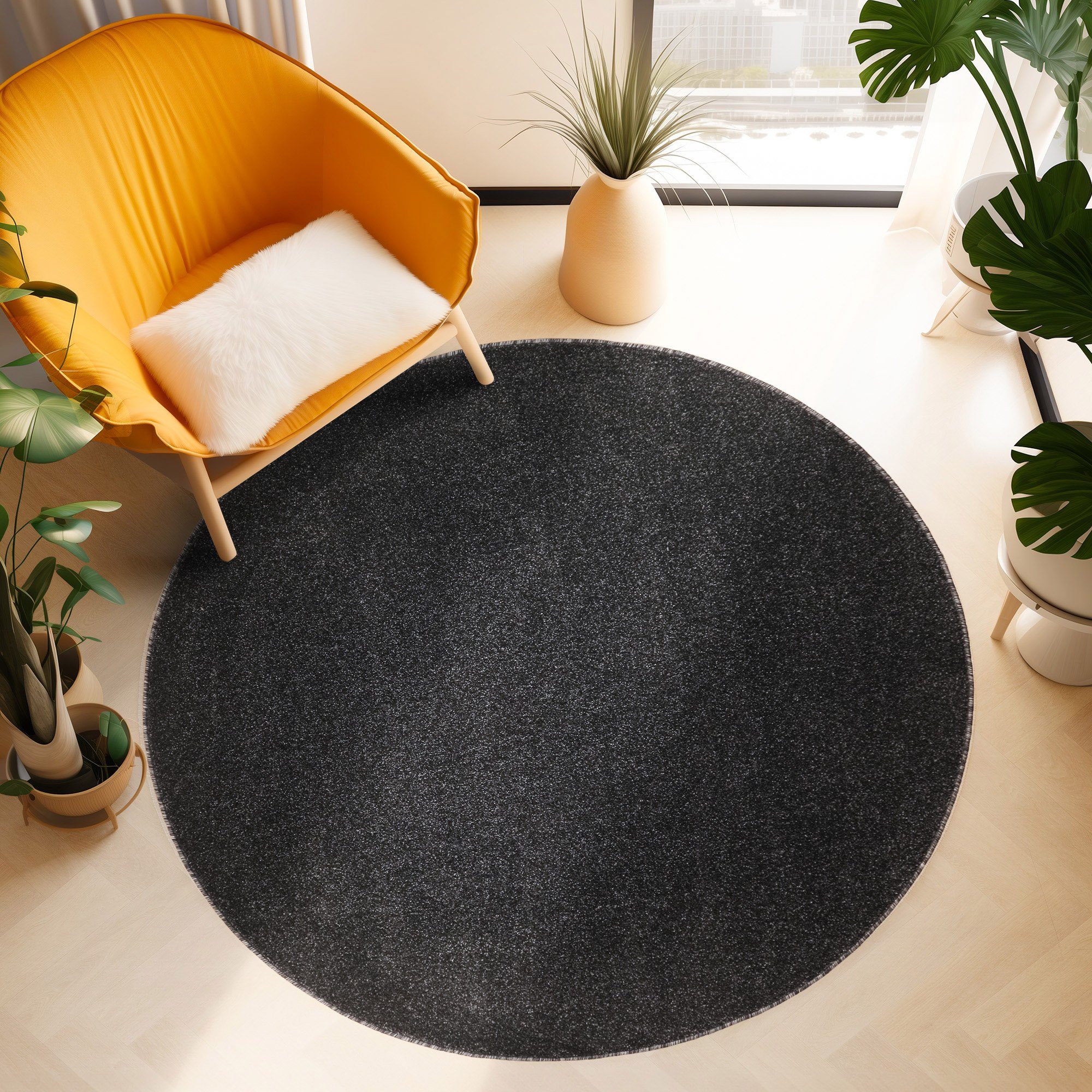 SIMPEX24 Teppich Unicolor - Einfarbig, Rund, günstig online kaufen