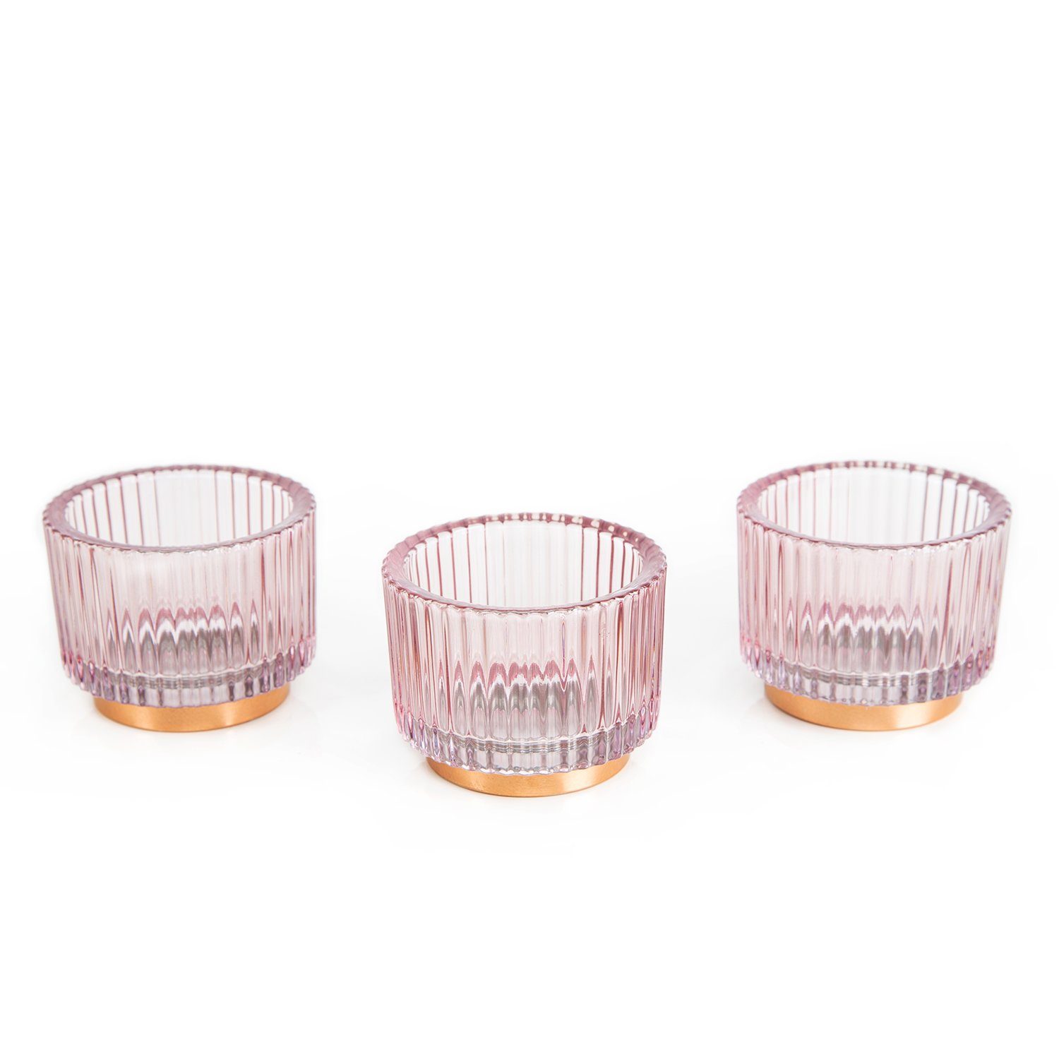 Logbuch-Verlag Teelichthalter 3 Kerzenhalter rosa aus Glas Ø 9 cm Teelichthalter (Set, 3 St)