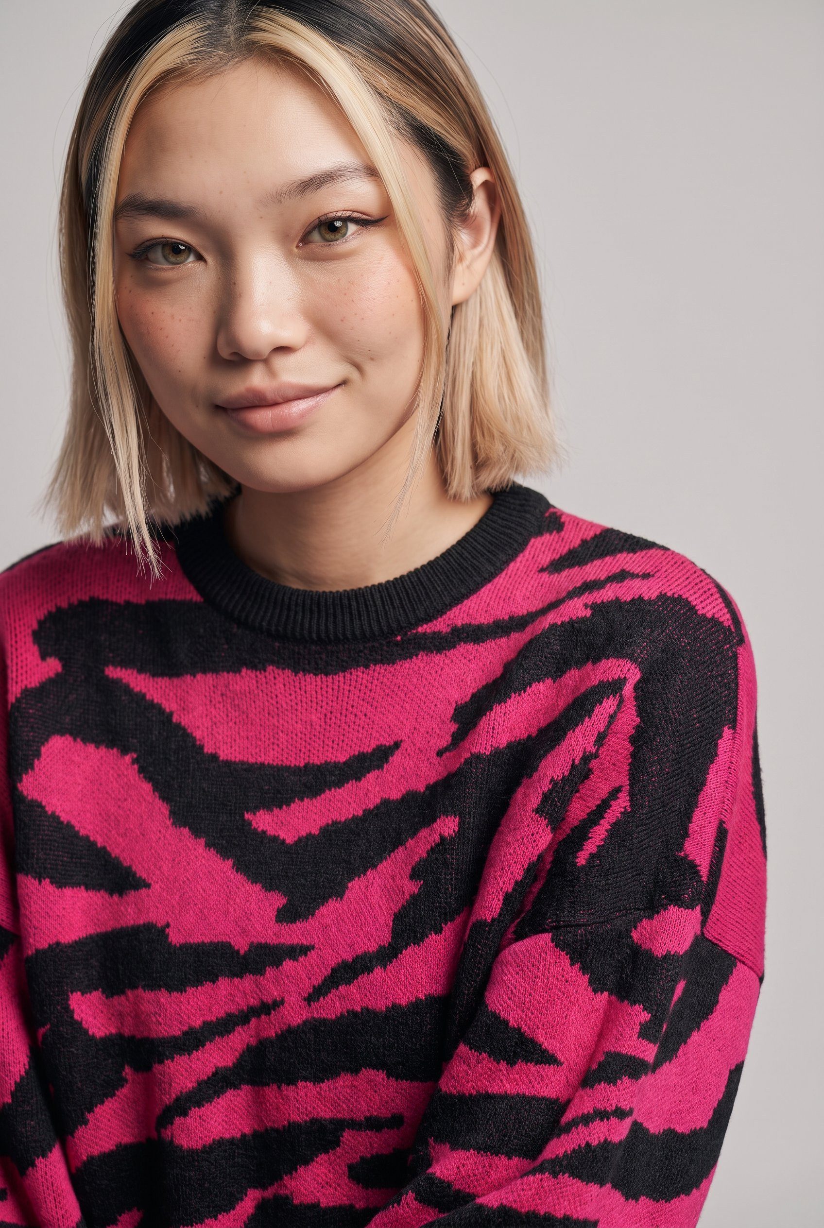 ONLY Strickpullover ONLHILLA LS JQ MIX BOX O-NECK KNT NOOS Kunstfaser, regular fit