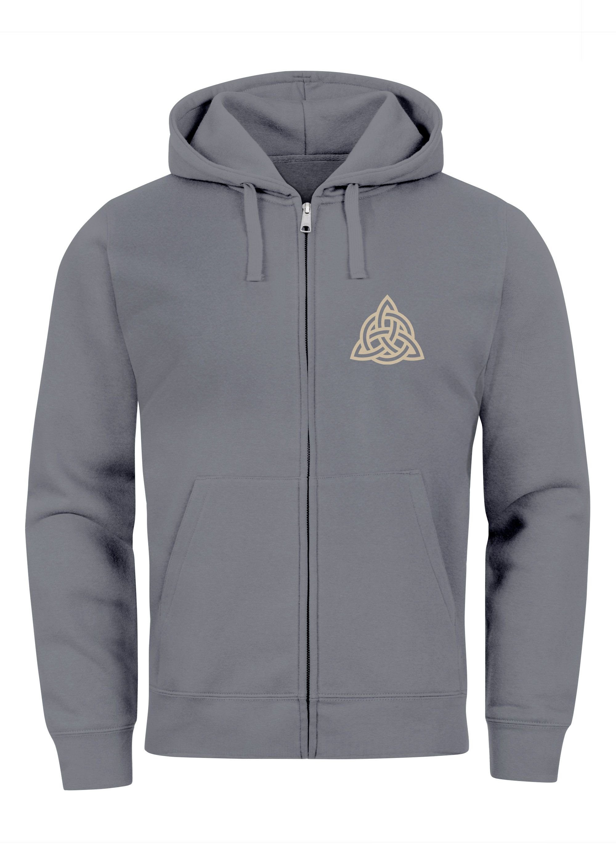 nordische grey Wikinger Herren Sweatjacke mit Logo Neverless convoy Hoodie Mythol Zip Kapuze Sweatjacke