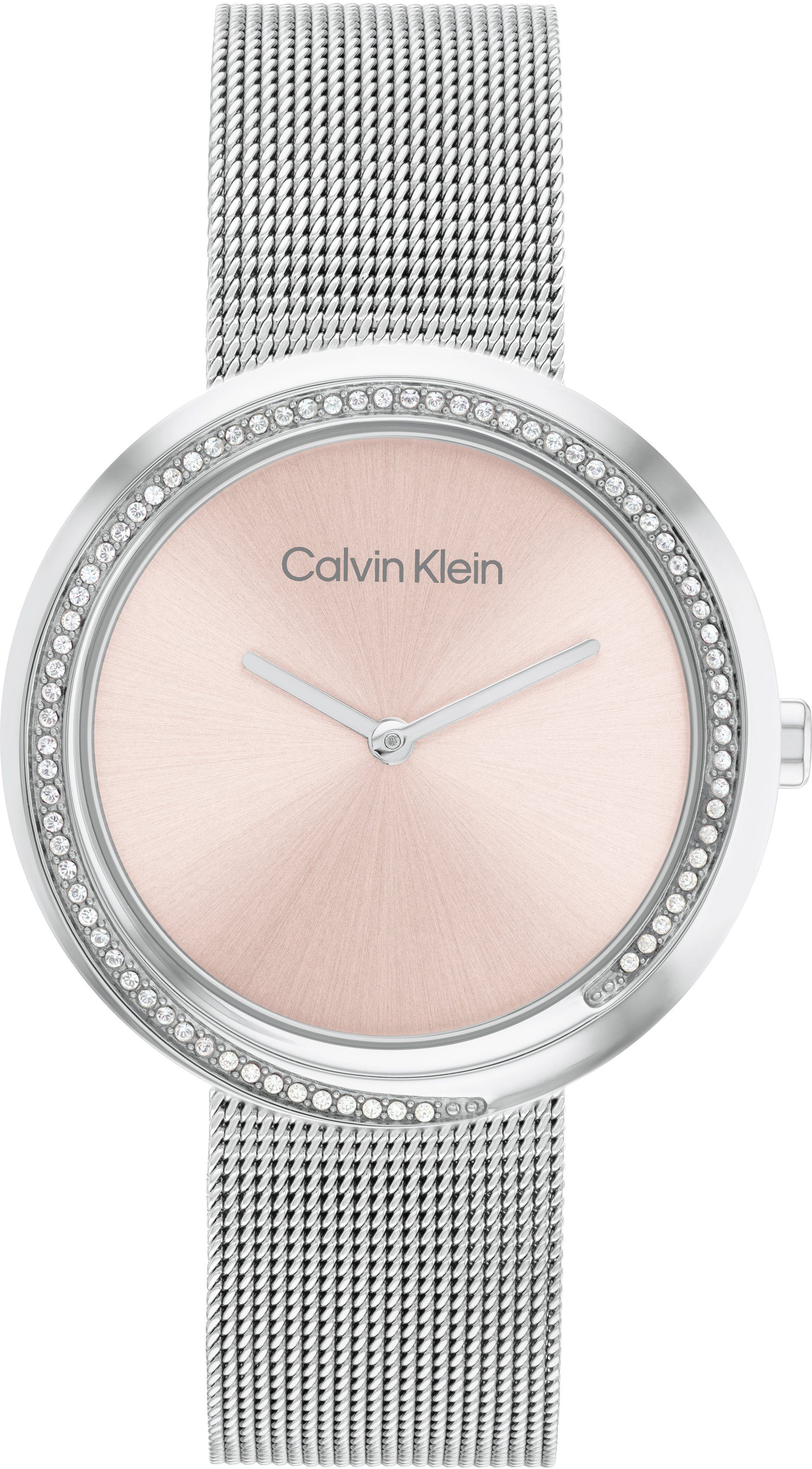 Calvin Klein Quarzuhr TWISTED BEZEL, 25200149, Armbanduhr, Damenuhr, Mineralglas, Glaskristalle