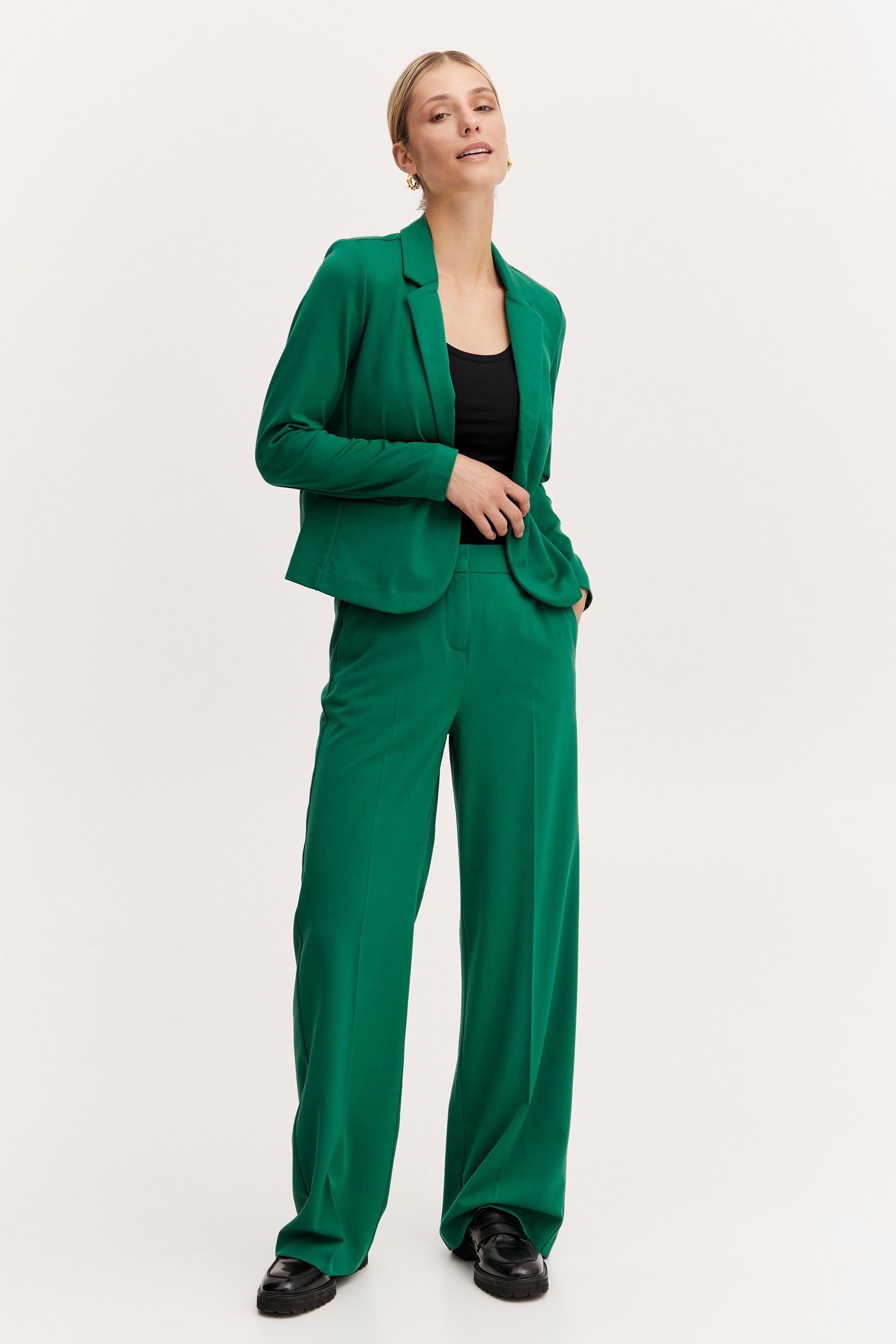 WIDE LEG b.young BYDANTA 20806640 PANTS Bundfaltenhose Green - 2 (196026) Verdant