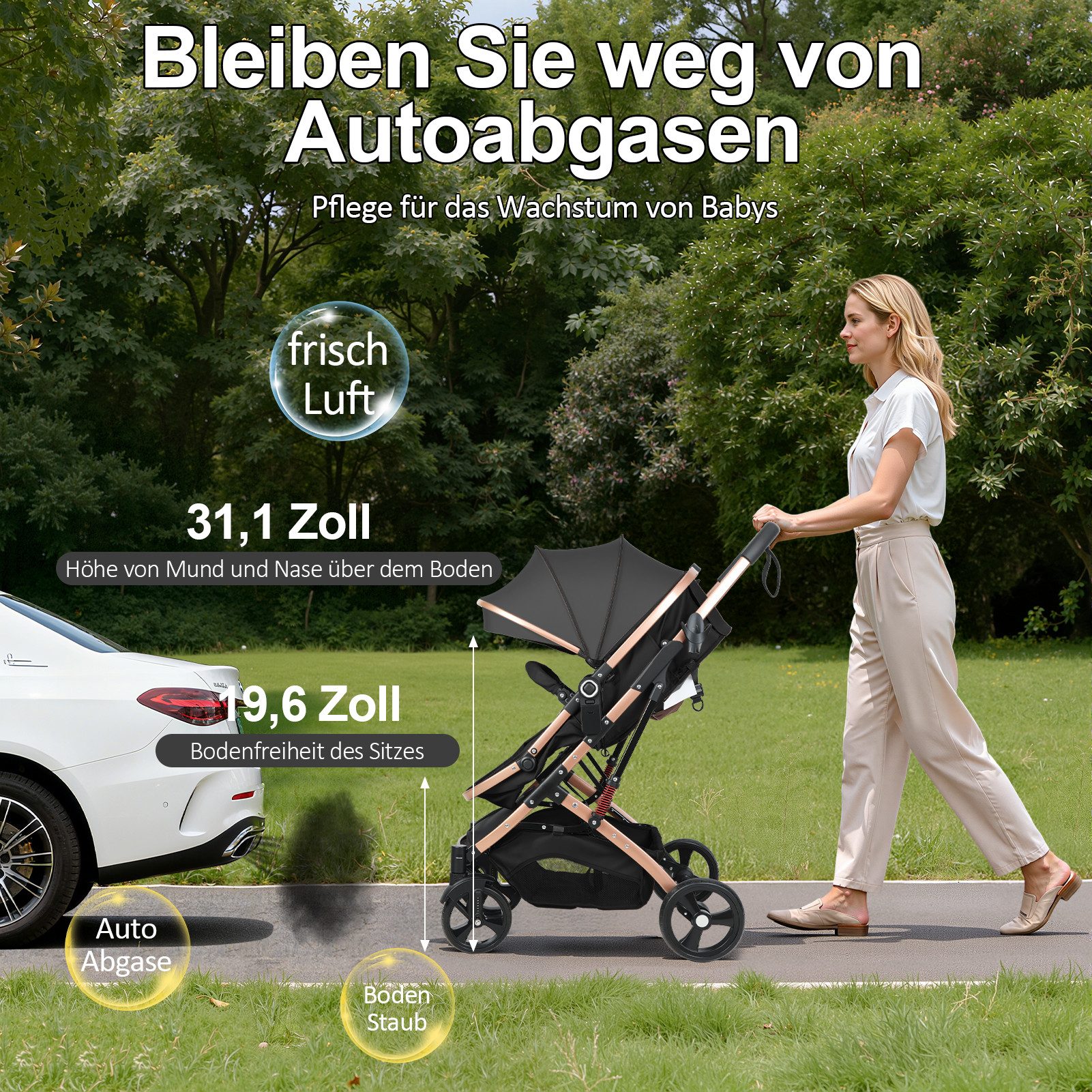 Rutaqian Kinder-Buggy Kombi-Kinderwagen, 2-in-1 Baby Buggy, Babyschale mit Moskitonetz, (Set, 1-tlg), Buggy Babywanne bis 40kg,Reisebett Babybett Stauraum,Großer Korb