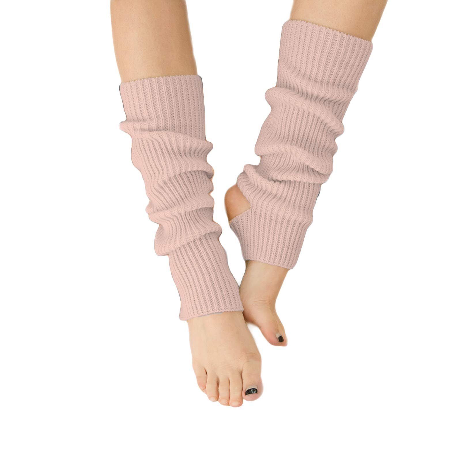 POCHUMIDUU Beinstulpen Gestrickte Ballett-Beinstulpen für Mädchen/Damen (set, 2-St), extra weiche, lange Beinstulpen für Yoga, Tanzen, Winter Rot
