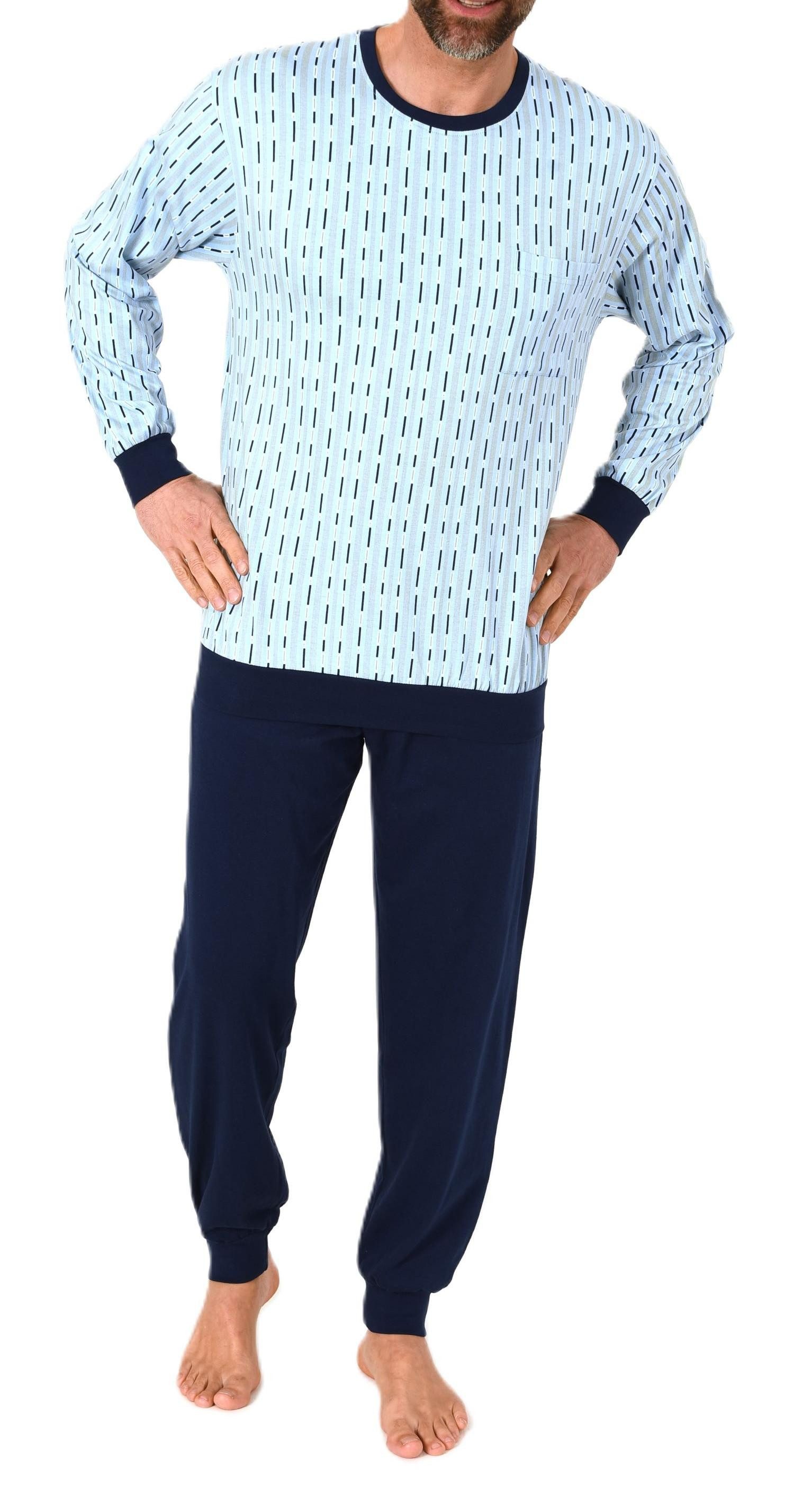 Pyjama Normann Herren langarm Schlafanzug Pyjama mit Bündchen