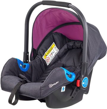 BabyGo Kombi-Kinderwagen Style - 3in1, schwarz/lila, inkl. Babyschale mit Adaptern u. Wickeltasche