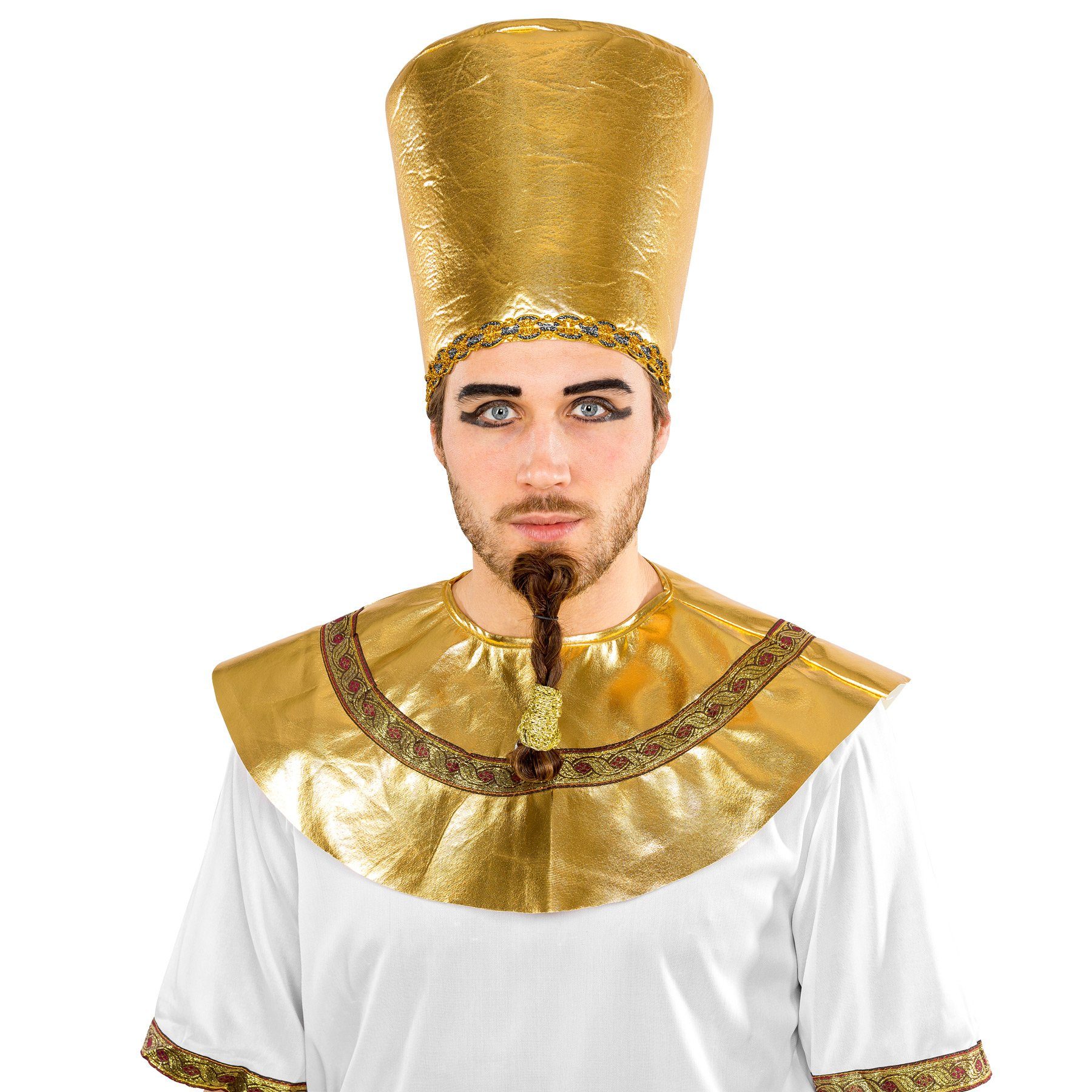 dressforfun Kostüm Pharao, auch Ägyptischer Herrscher, in weiß, Gr. XL, Bindegürtel, Schöner Kragen bindbar, Bequemes Gewand mit Bordüre an den Ärmeln