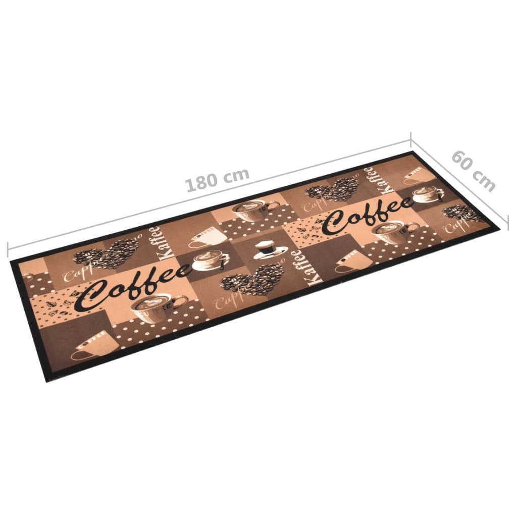furnicato Teppich Trendige Bodenmatte 180 x 60 cm in Kaffee-Aufdruck Braun, 60 x 180 cm, Maschinenwaschbarer Teppichläufer mit rutschfester Latexbasis – Bild 5 von 5