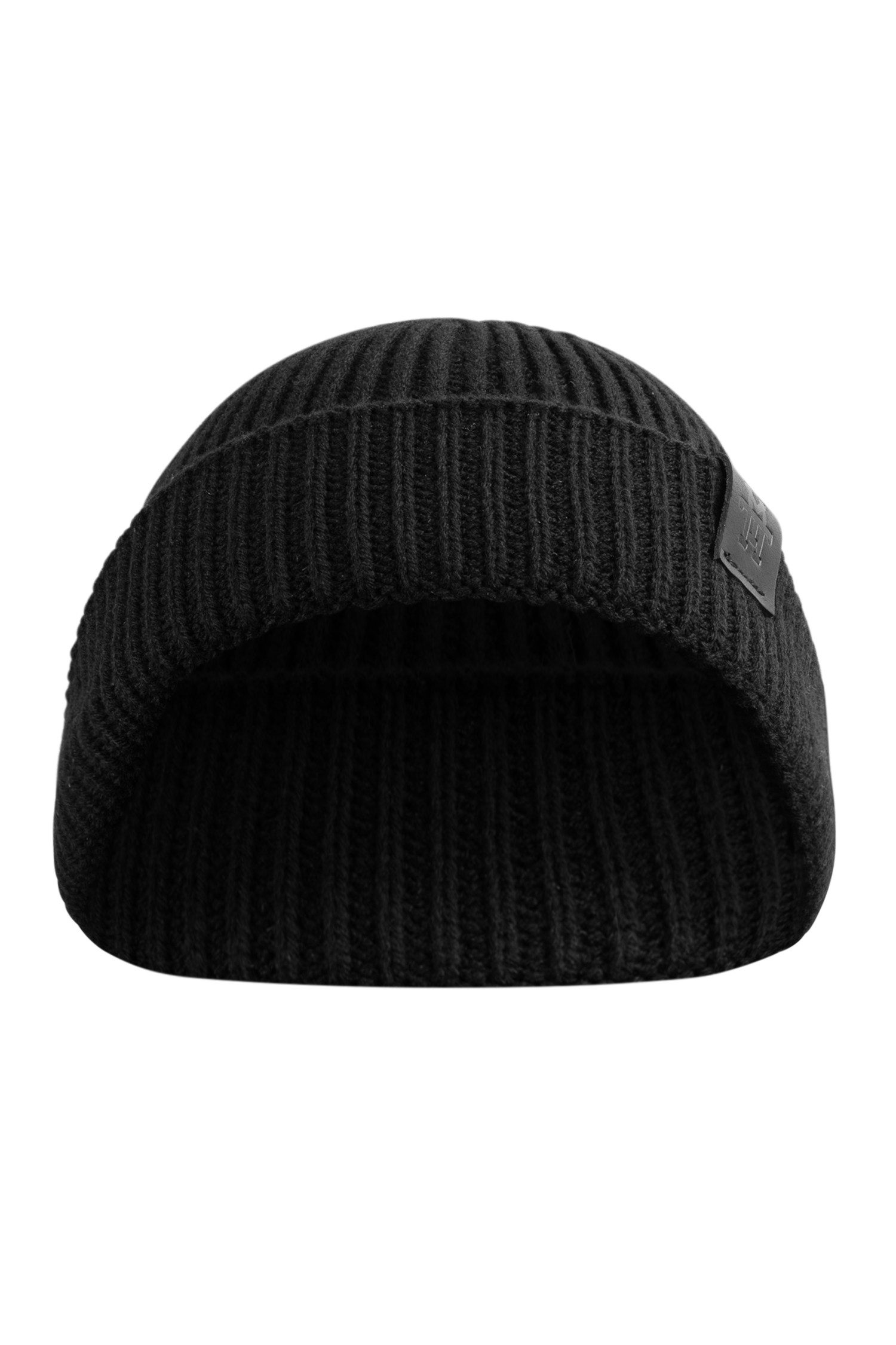Manufaktur13 Beanie Fishermans Beanie - Strickmütze, Wintermütze, Dockermütze mit Echt-Leder Veredelung