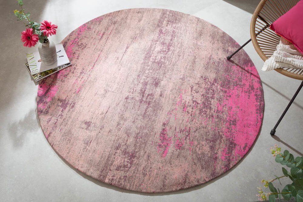 riess-ambiente Teppich MODERN ART 150cm beige pink, rund, Höhe: 10 mm, Vintage · Schlafzimmer · Wohnzimmer · Flur