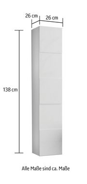 welltime Hängeschrank Dama Badschrank mit 1 Tür, Höhe 138 cm, Breite 25 cm, Front in 3D-Optik