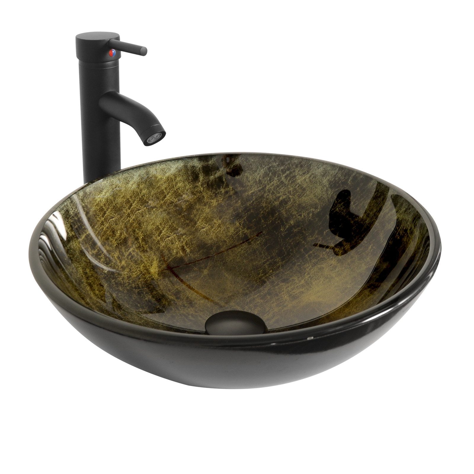 Puluomis Aufsatzwaschbecken Waschbecken Set mit Wasserhahn und Ablaufgarnit günstig online kaufen