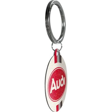 Nostalgic-Art Schlüsselanhänger mit Gravur Edelstahl Schlüsselanhänger Ø 4cm - Audi Logo