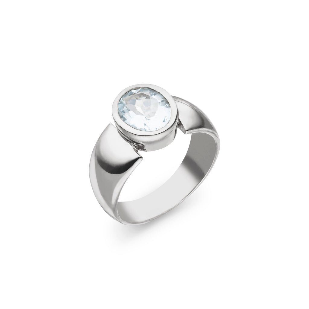 SKIELKA DESIGNSCHMUCK Silberring Aquamarin Ring 11x9 mm (Sterling Silber 925) (1-tlg), hochwertige Goldschmiedearbeit aus Deutschland