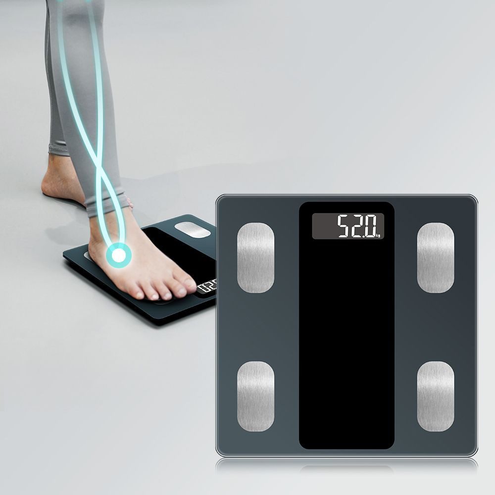HUGERSTONE Körper-Analyse-Waage Körperfettwaage Digitale Bluetooth, Diagnosewaage mit App Steuerung, 1-tlg., Digitale Waagen, Personenwaage mit BMI, Körperalter, Wasser Muskelanteil, bis zu 180 kg