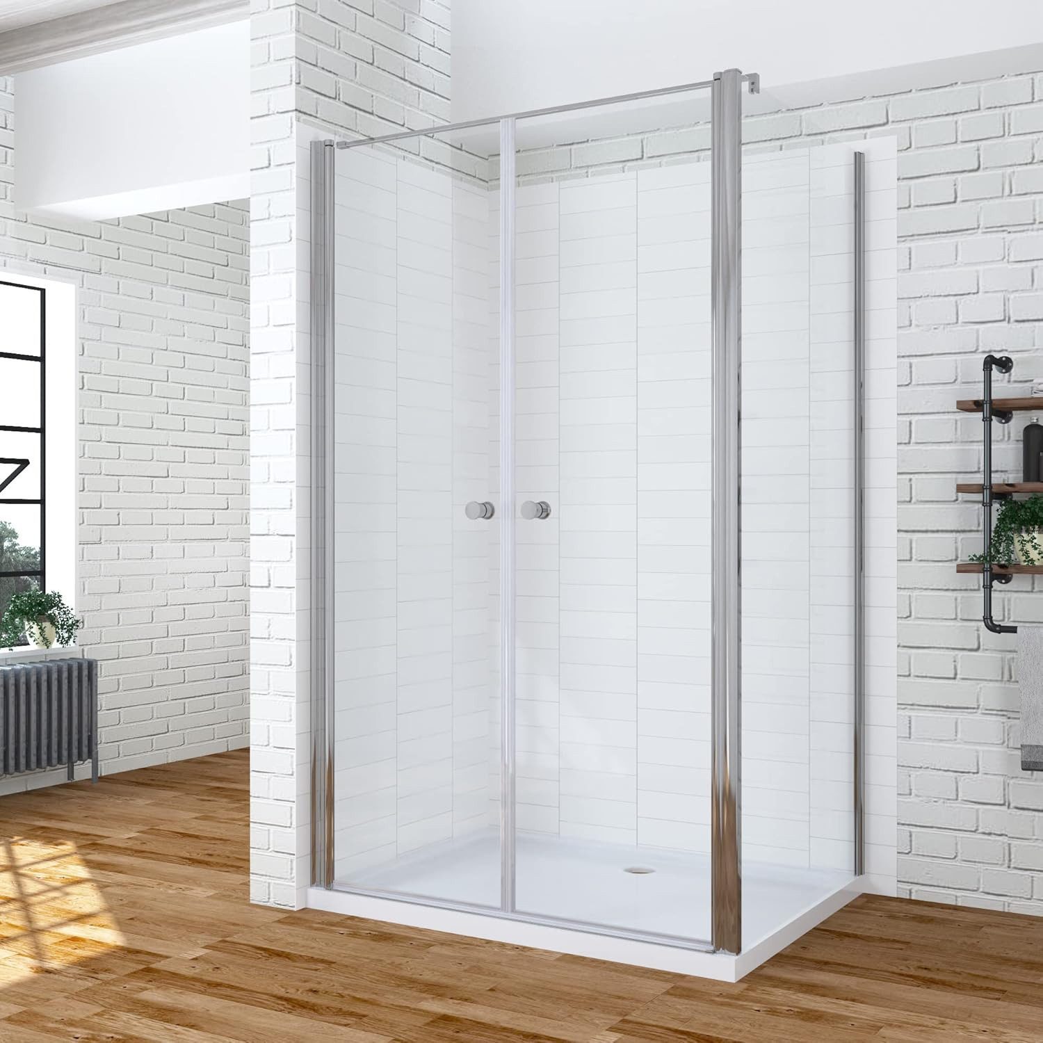 AQUABATOS Eckdusche Duschkabine mit Pendeltür Bad Eckdusche Eckeinstieg Nano 6mm Glaswand, BxT: 80x80 cm, Einscheibensicherheitsglas, Einscheibensicherheitsglas, klare Optik, ebenerdiger Einbau möglich