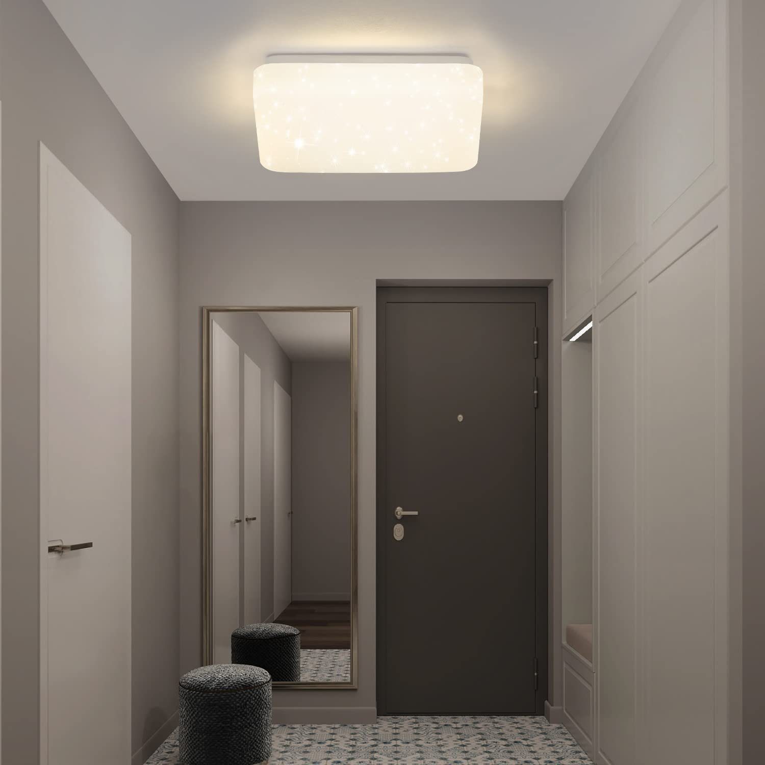 ZMH LED Deckenleuchte Sternenhimmel klein integriert, fest LED flach Schlafzimmerlampe 4000K Modern