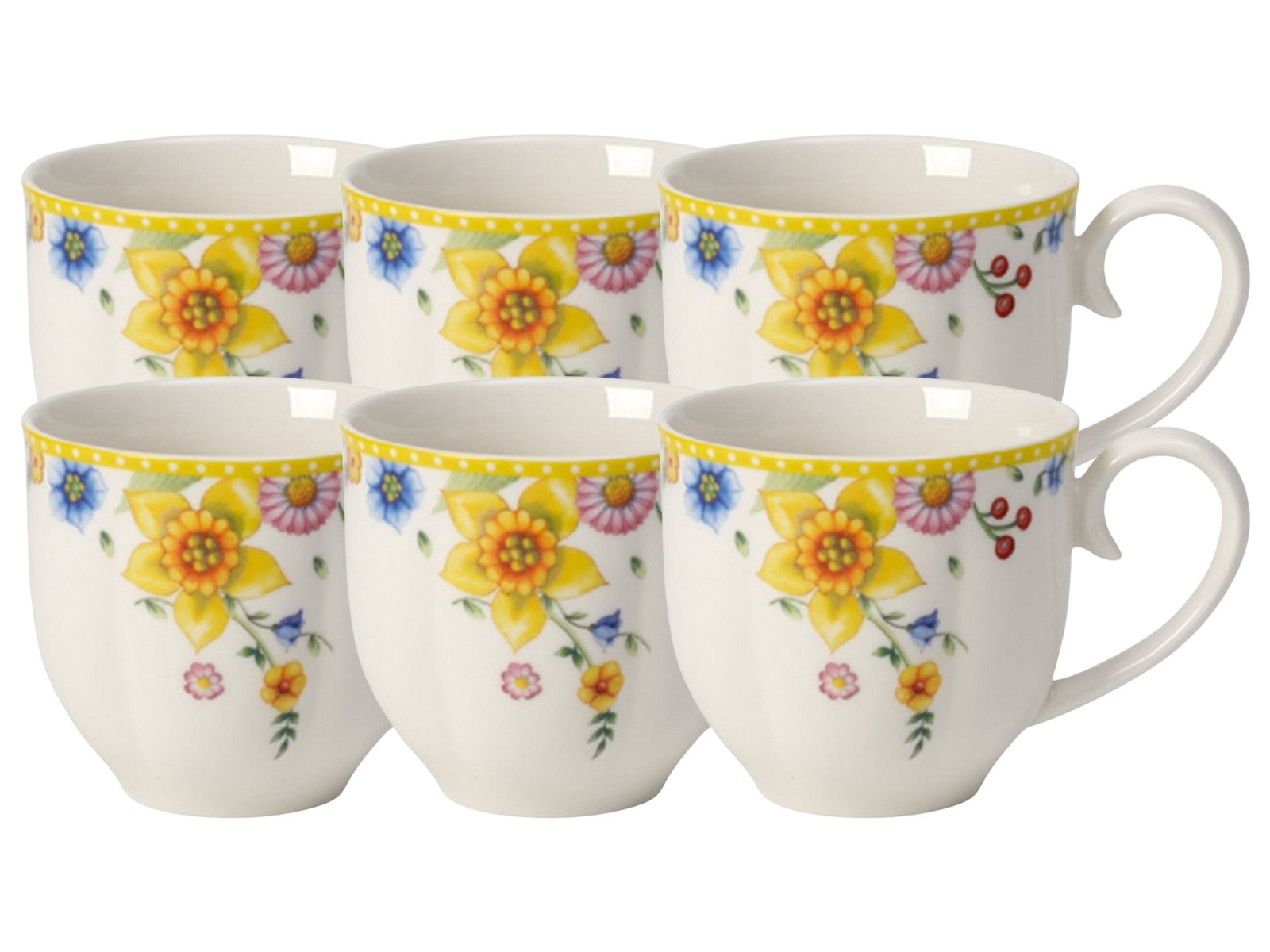 Villeroy & Boch Tasse Spring Awakening Kaffeeobertasse 0,26l Set6, Premium Porcelain