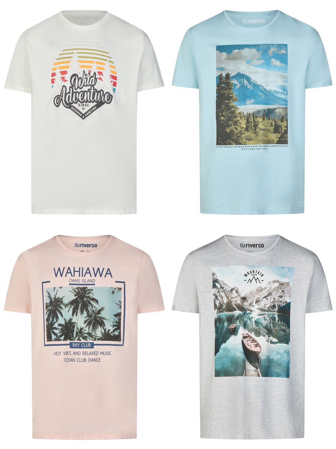 riverso T-Shirt Herren Fotoprintshirt RIVLukas Regular Fit (4-tlg) Kurzarm günstig online kaufen