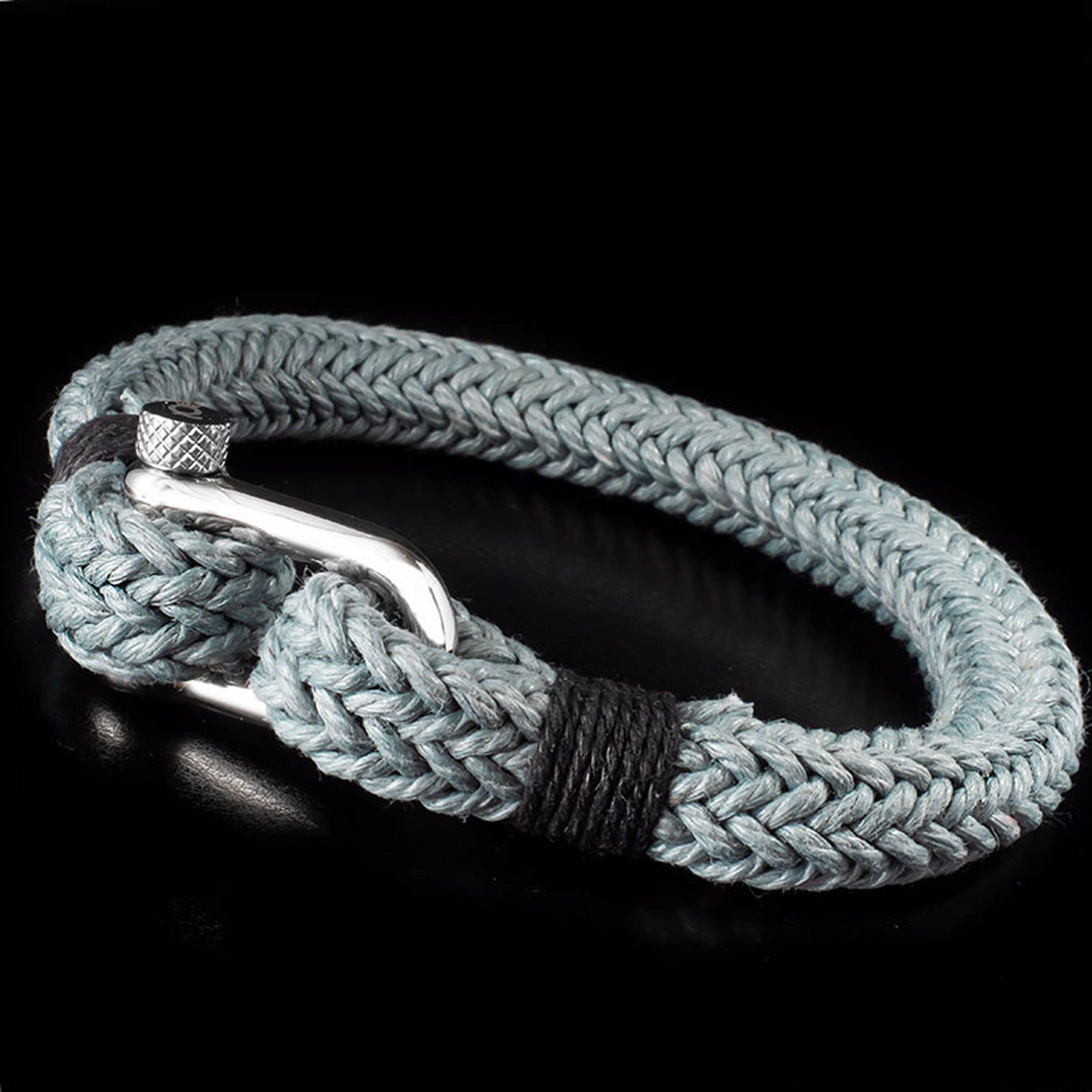 "AQUA" UNIQAL.de Armband aus Segeltau, (Edelstahl, Style, nautics, handgefertigt) Schäckel Segeltau Armband verschluss Nerissa Maritime Casual