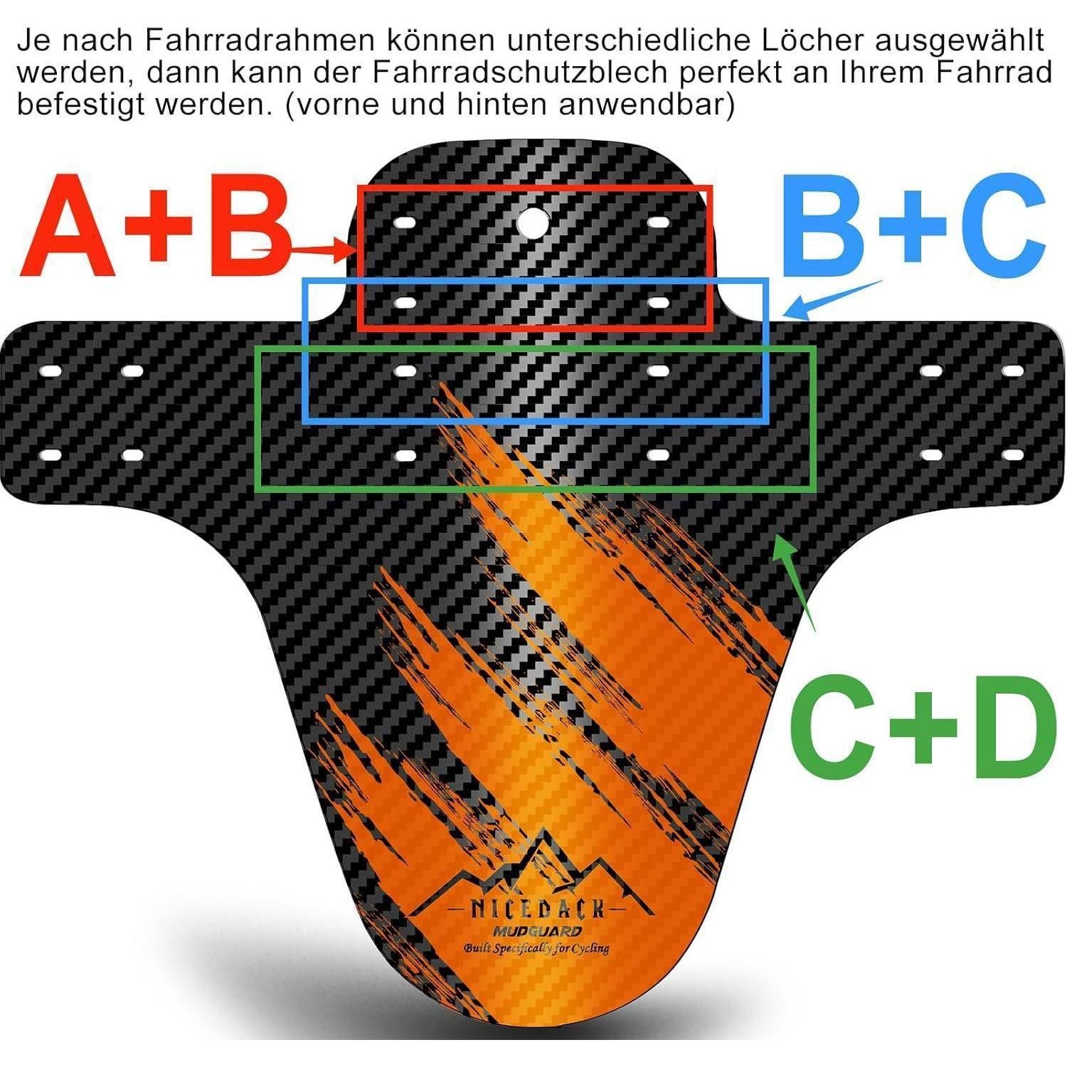 LuxusKollektion Schutzblech Schutzbleche Mountainbike MTB Vorne Hinten Mudguard Orange Farbe