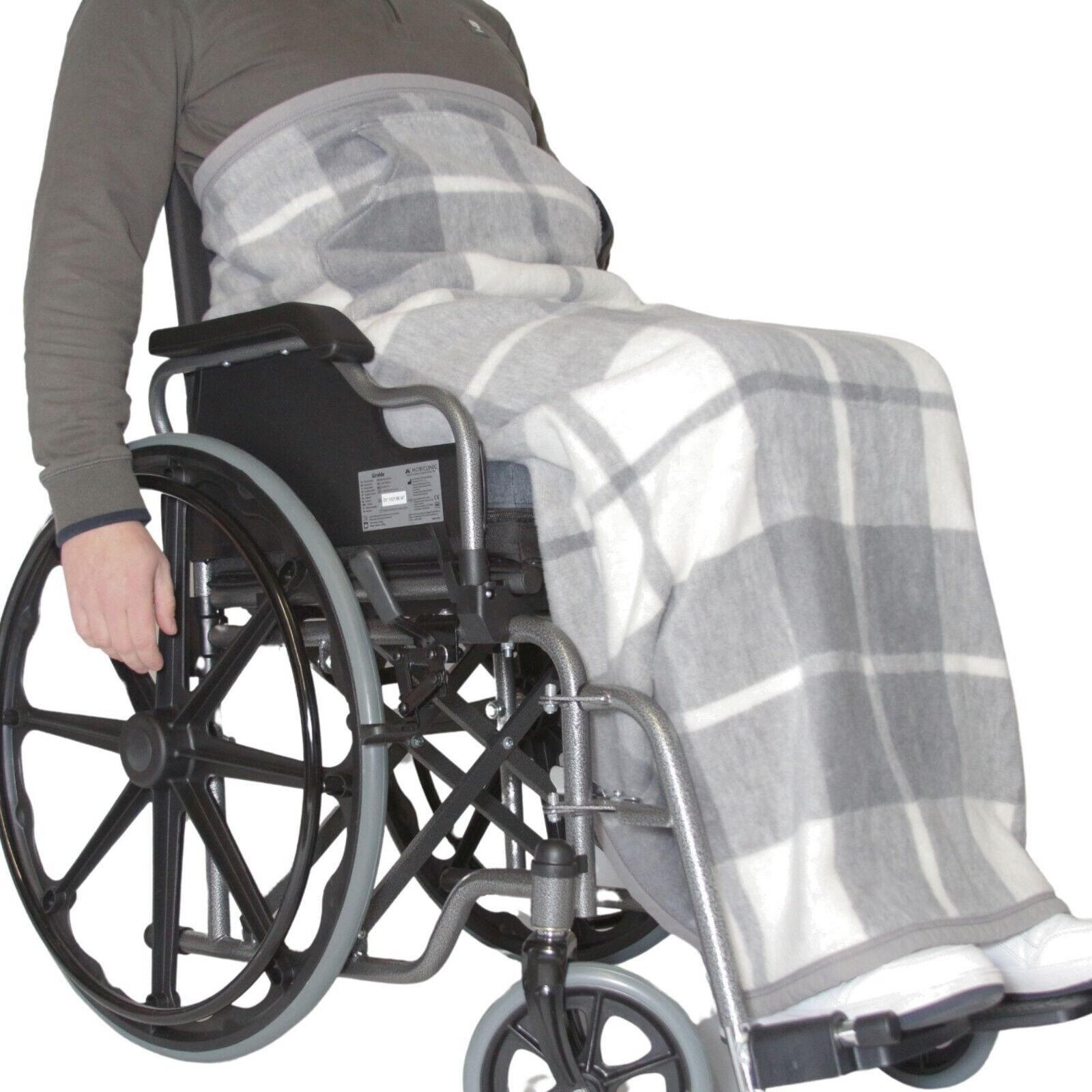 Outdoordecke Rollstuhldecke DECKE für ROLLSTUHL Beindecke Rollstuhlfahrer Kniedecke, Seniori, 1. Grau - Gitter – Bild 3 von 5