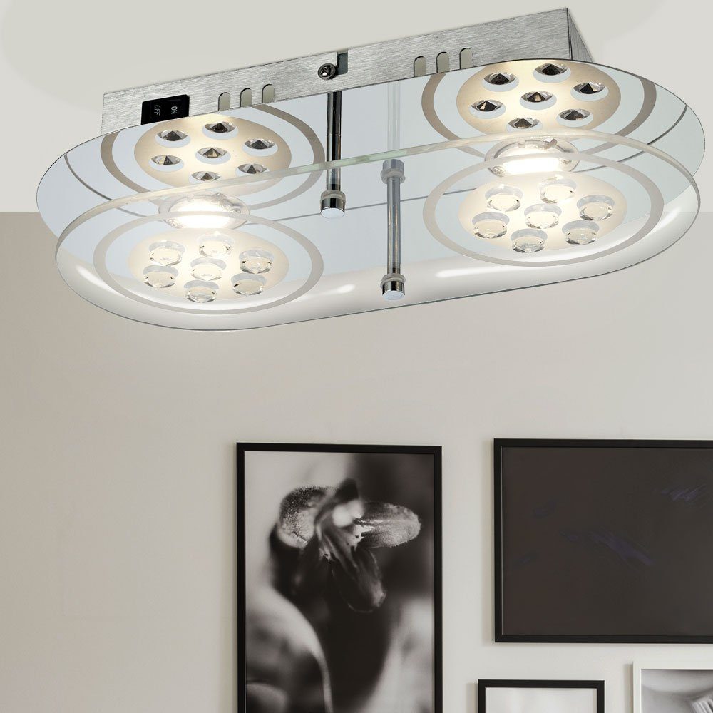 etc-shop LED fest Wandlampe COB-LED 10 Warmweiß, Chrom verbaut, Watt Deckenleuchte Esszimmer Beleuchtung LED-Leuchtmittel Deckenleuchte