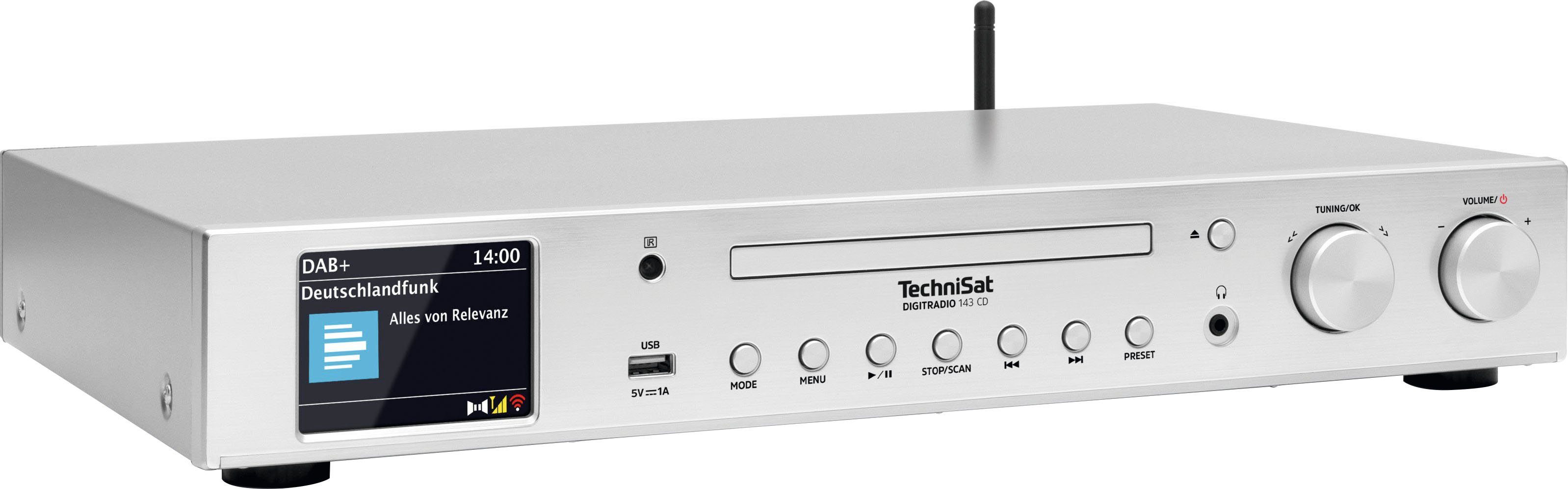 TechniSat (Digitalradio 143 RDS) CD (DAB), silber mit UKW DIGITRADIO Internetradio, (DAB) (V3) Digitalradio