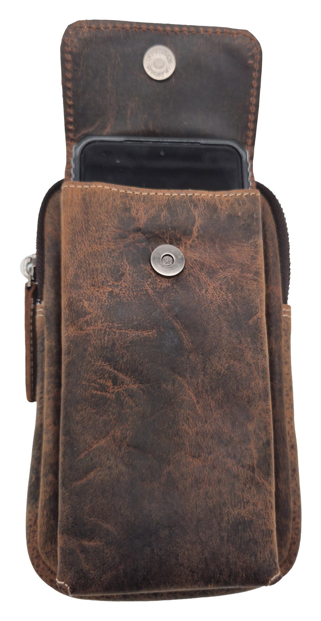 Einkaufszauber Gürteltasche Echt Leder Handy und Gürteltasche Kombination Rustikal (mit Schultergurt aus Leder), Echt Leder – Bild 4 von 5