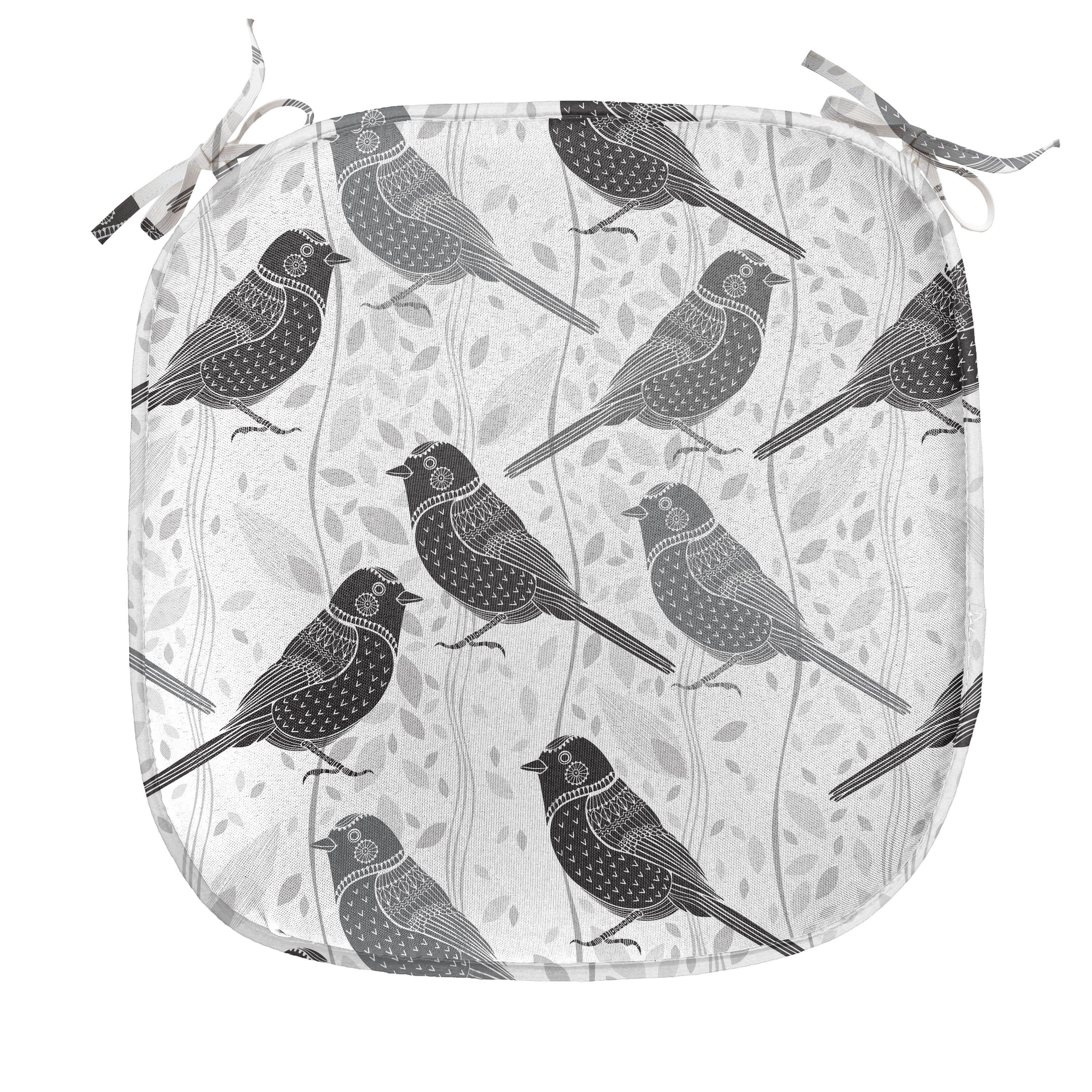 Vögel Grau Blumenmuster für wasserfestes Abakuhaus Riemen Stuhlkissen und Kissen mit Dekoratives Küchensitze,