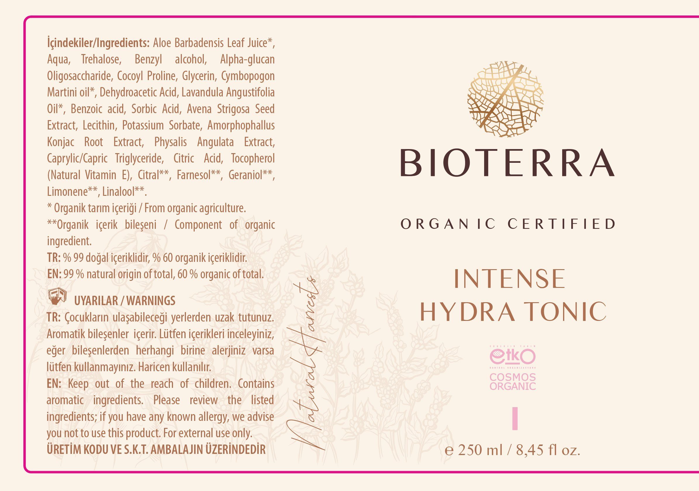 Bio Vera, BIOTERRA Bioterra Gesichtswasser, Lavendelöl Palmarosaöl, 1-tlg., Intensiv Aloe Gesichtswasser Feuchtigkeits