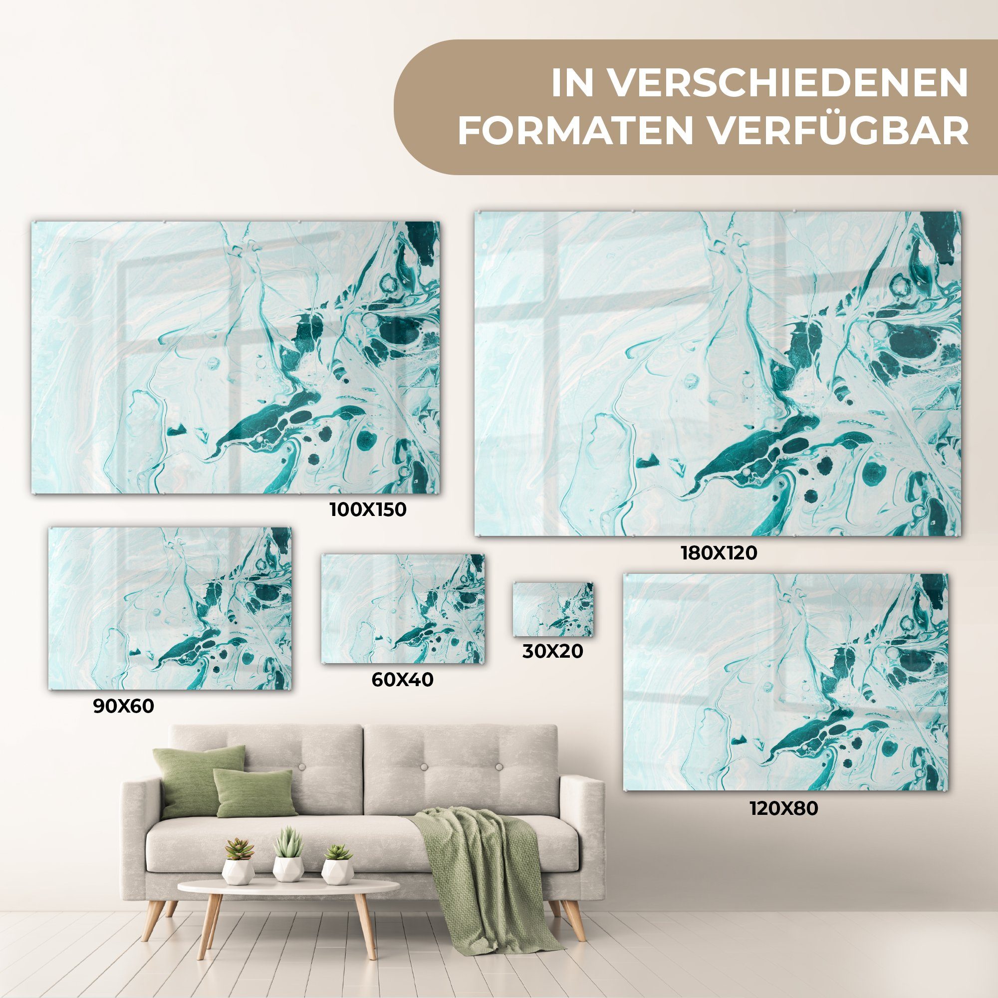 & - St), Acrylglasbild Acrylglasbilder Schlafzimmer Marmor (1 Wohnzimmer - Ölfarbe Blau, MuchoWow