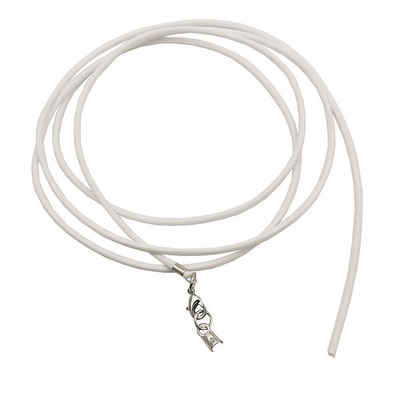 unbespielt Lederband Lederband Halskette für Anhänger weiß Verschluss Karabinerverschluss Silberfarben Länge 1 m verkürzbar. Breite 2 mm, Modeschmuck für Damen und Herren