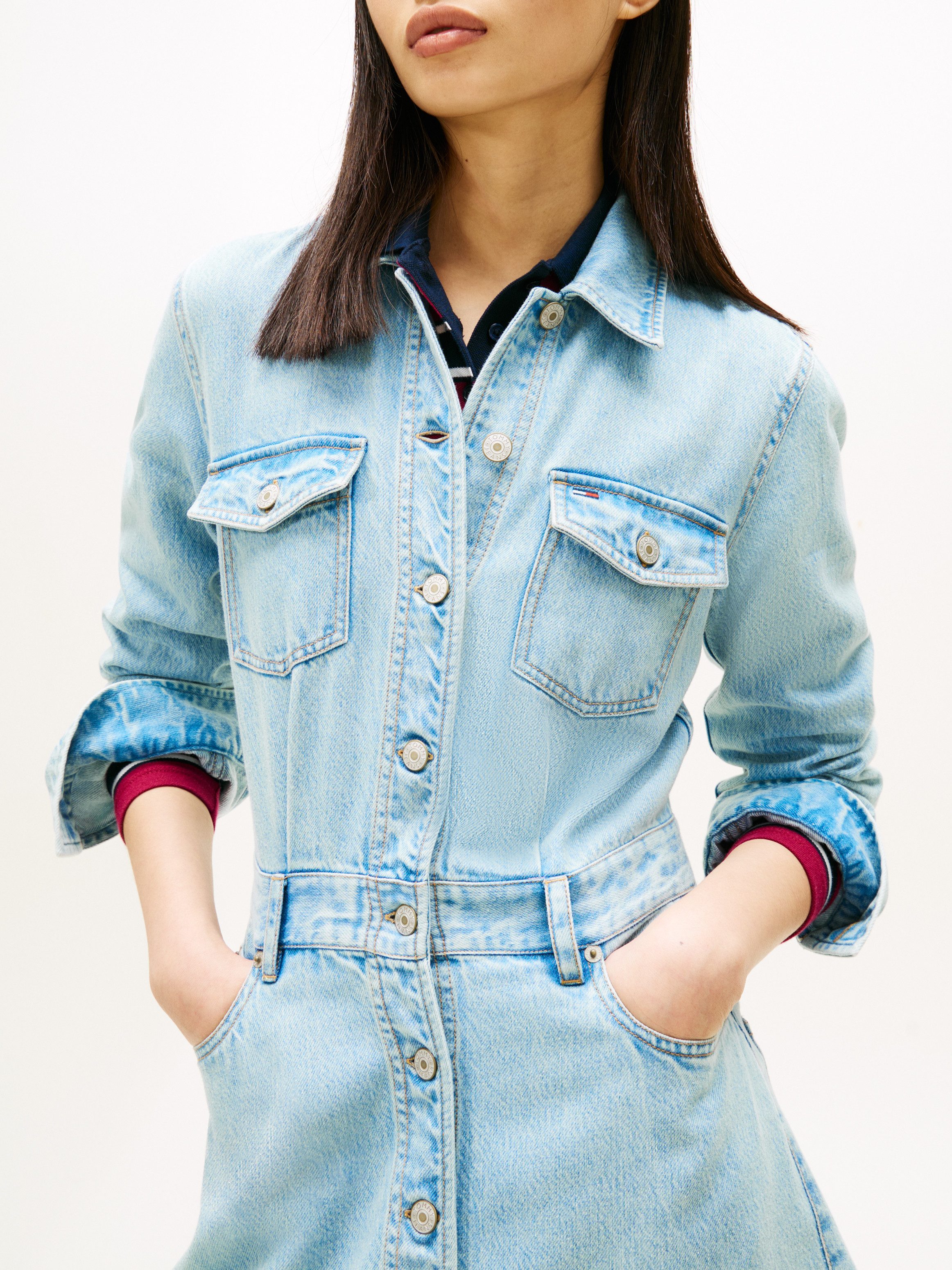 Tommy Jeans Jeanskleid MINI TRUCKER DENIM DRESS