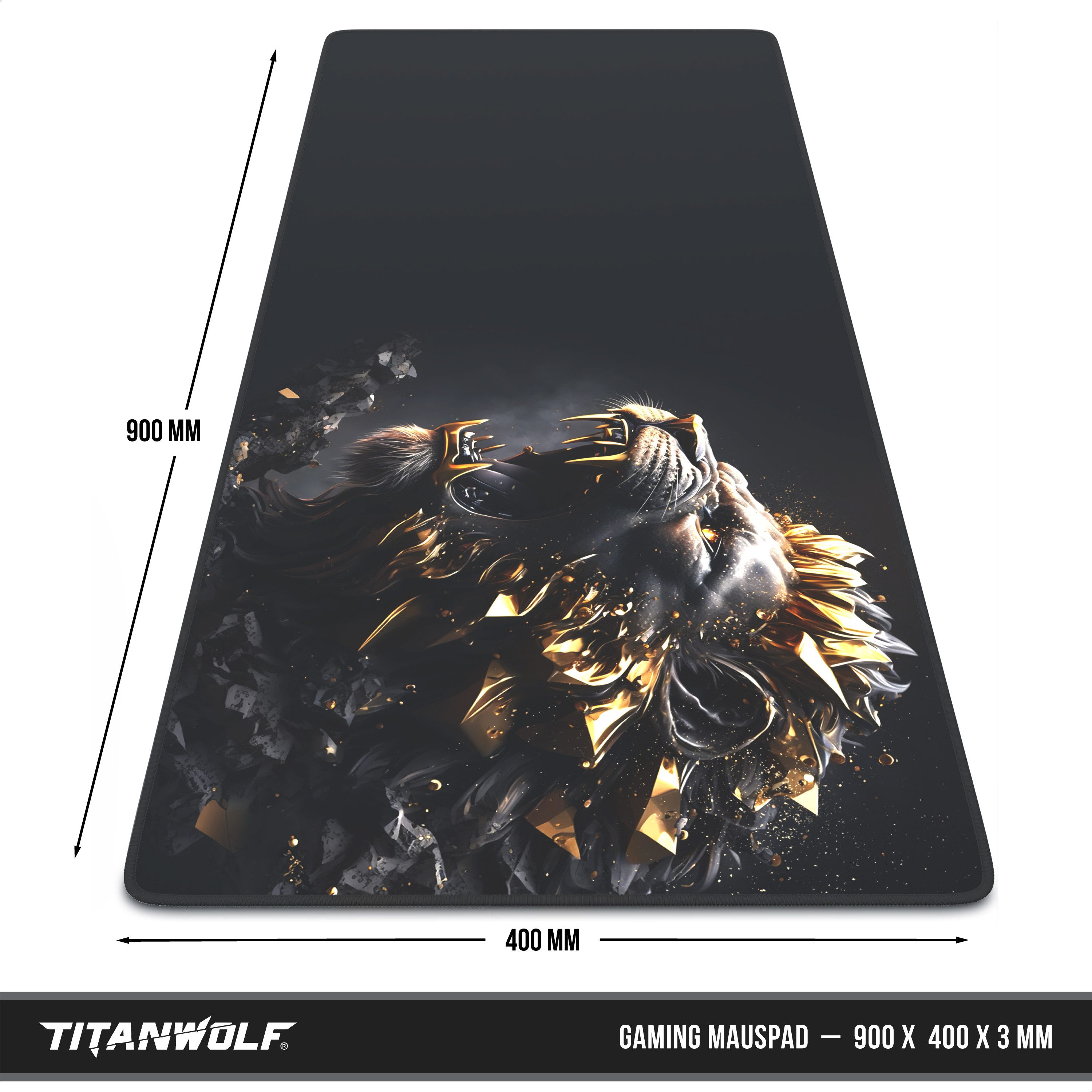 Titanwolf Gaming Mauspad XXL Speed Mousepad 900 x 400 x 3 mm, Schreibtischauflage, abwaschbar (1-St), rutschfeste Rückseite, Geschwindigkeit & Präzision, Gold L – Bild 2 von 5