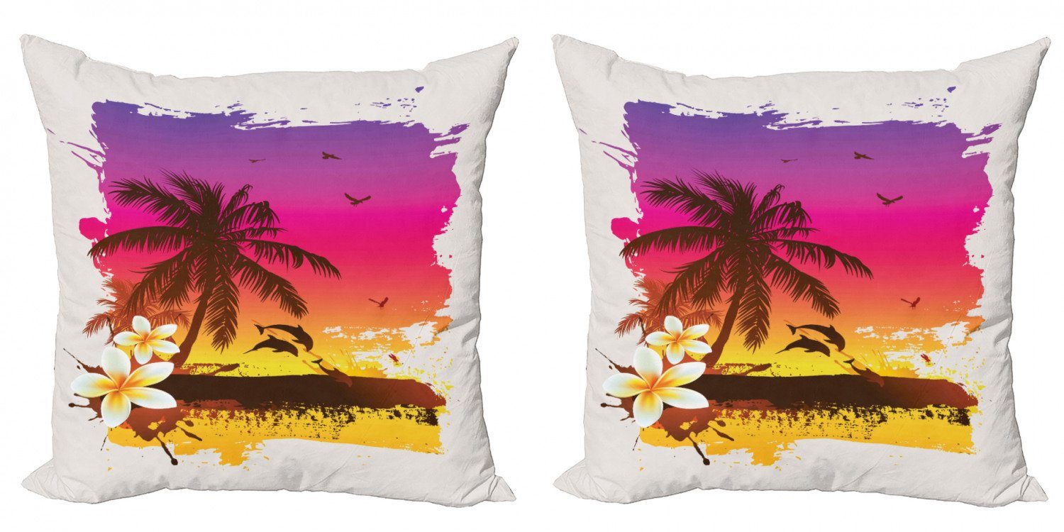 Kissenbezüge Modern Accent Doppelseitiger Digitaldruck, Abakuhaus (2 Stück), Luau Tropical Beach Sunset