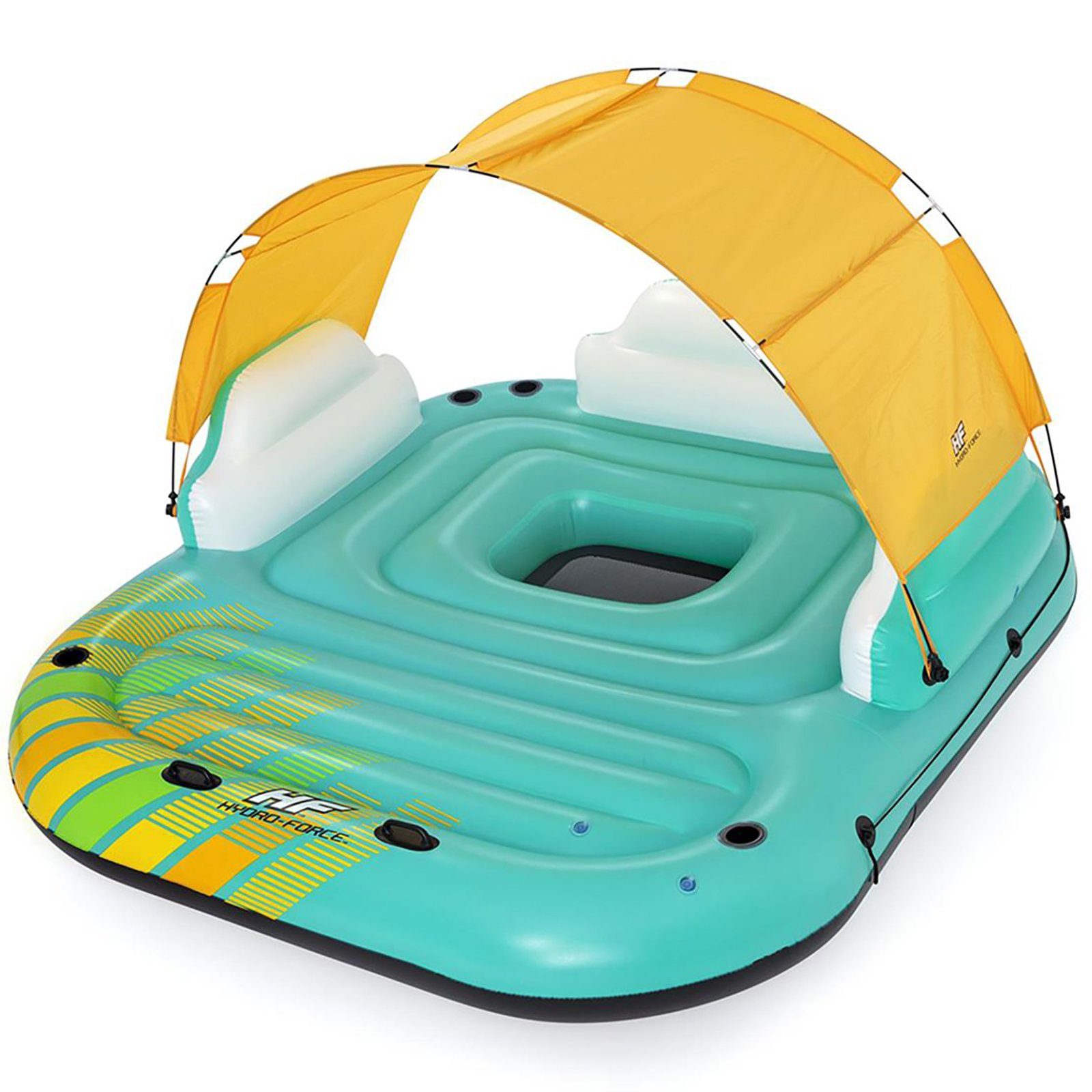 Bestway Badeinsel 5-Personen-Badeinsel Sunny Lounge aufblasbar mit Dach 291x265x83cm